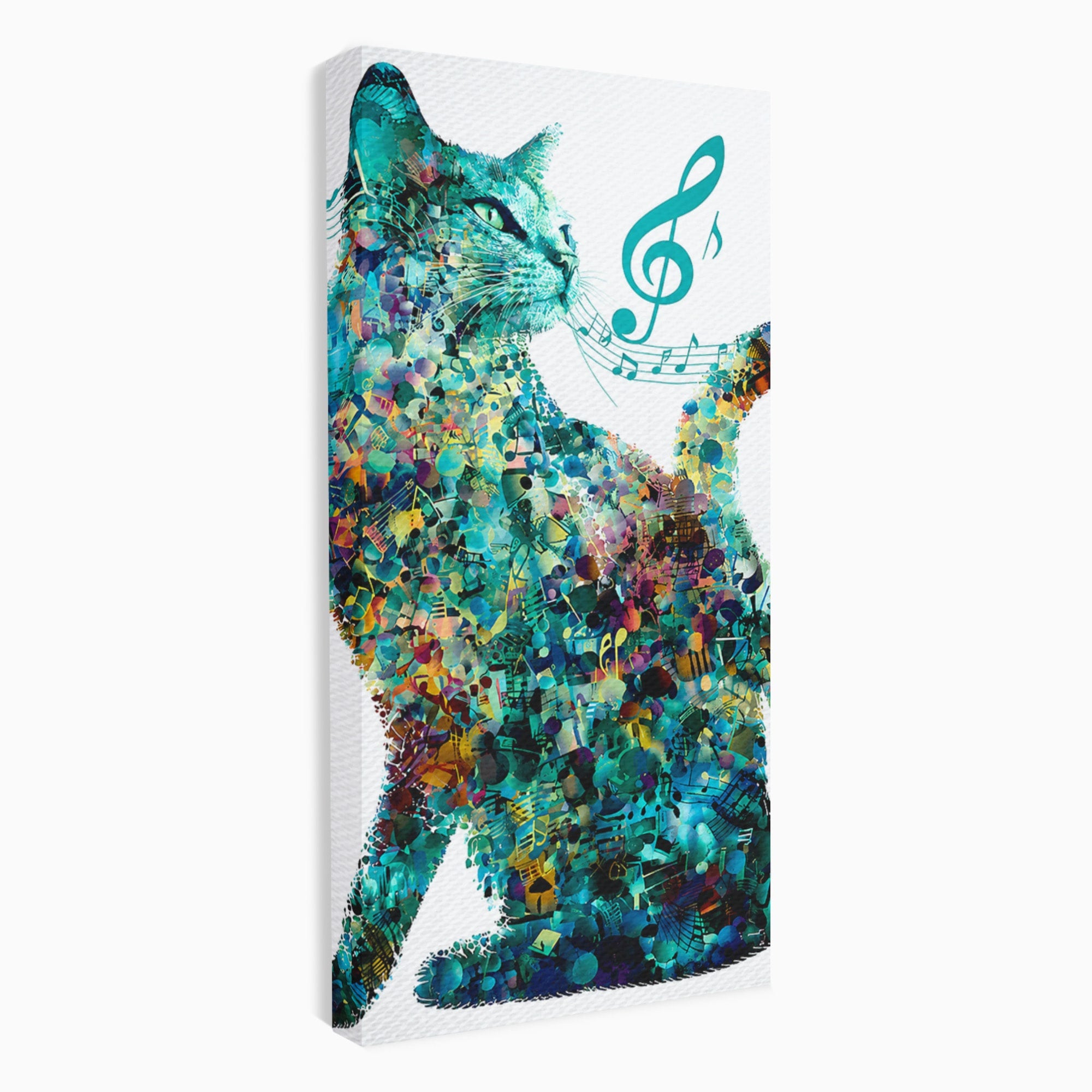 Tablou Canvas Premium LuxCanva® R1045, Pisica Muzicala, Pisica, Muzica, Arta, Living, Creativitate, Culori Vibrante