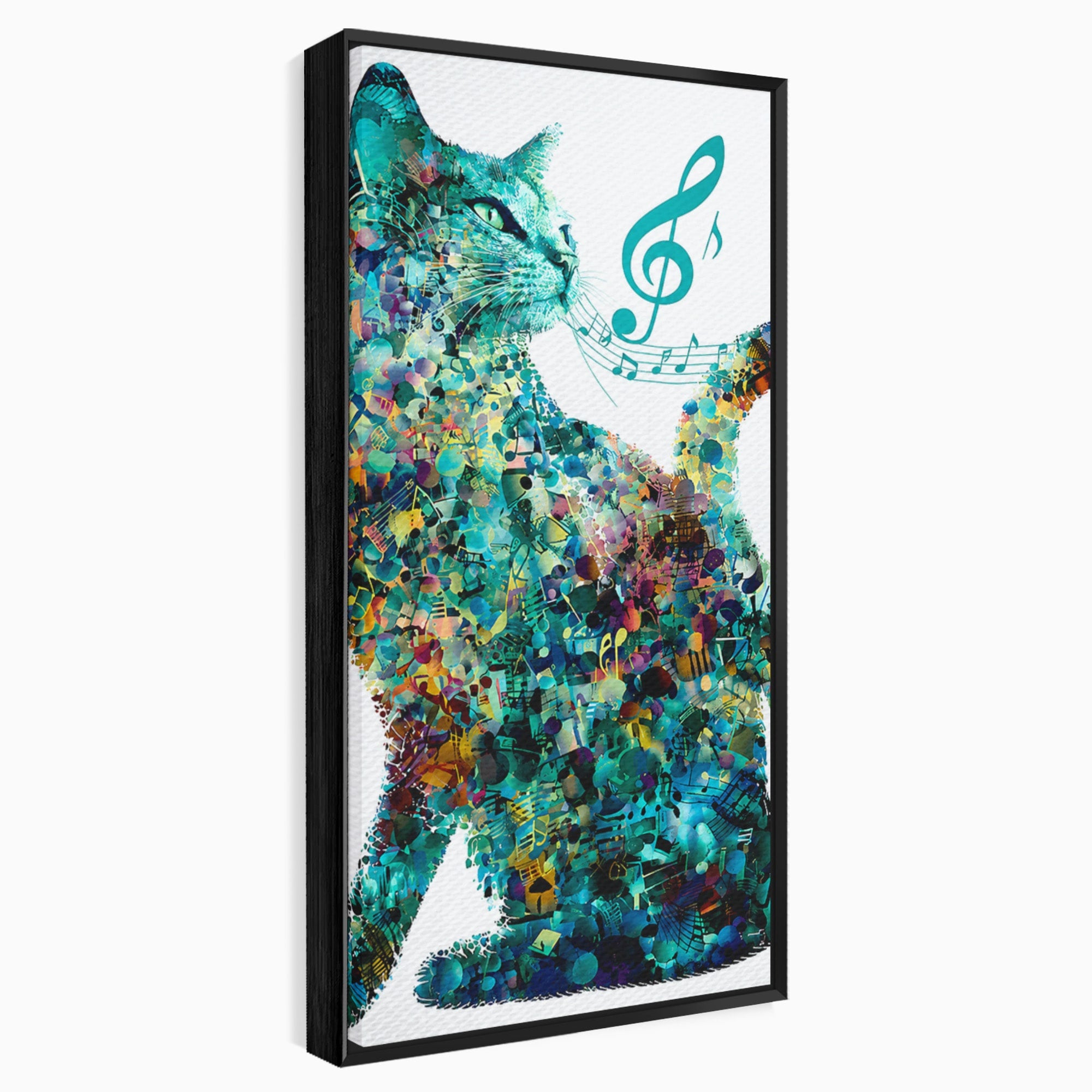 Tablou Canvas Premium LuxCanva® R1045, Pisica Muzicala, Pisica, Muzica, Arta, Living, Creativitate, Culori Vibrante
