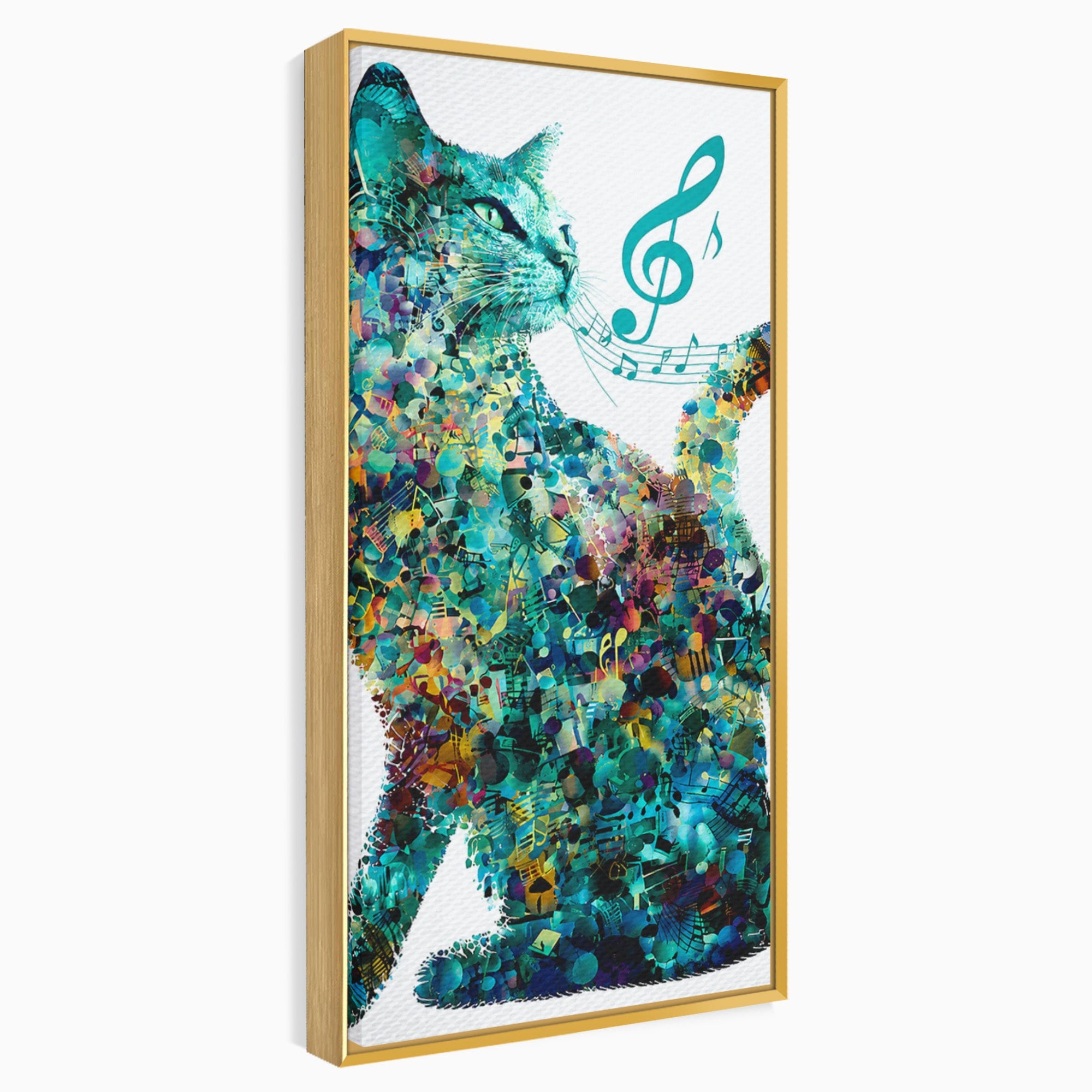 Tablou Canvas Premium LuxCanva® R1045, Pisica Muzicala, Pisica, Muzica, Arta, Living, Creativitate, Culori Vibrante