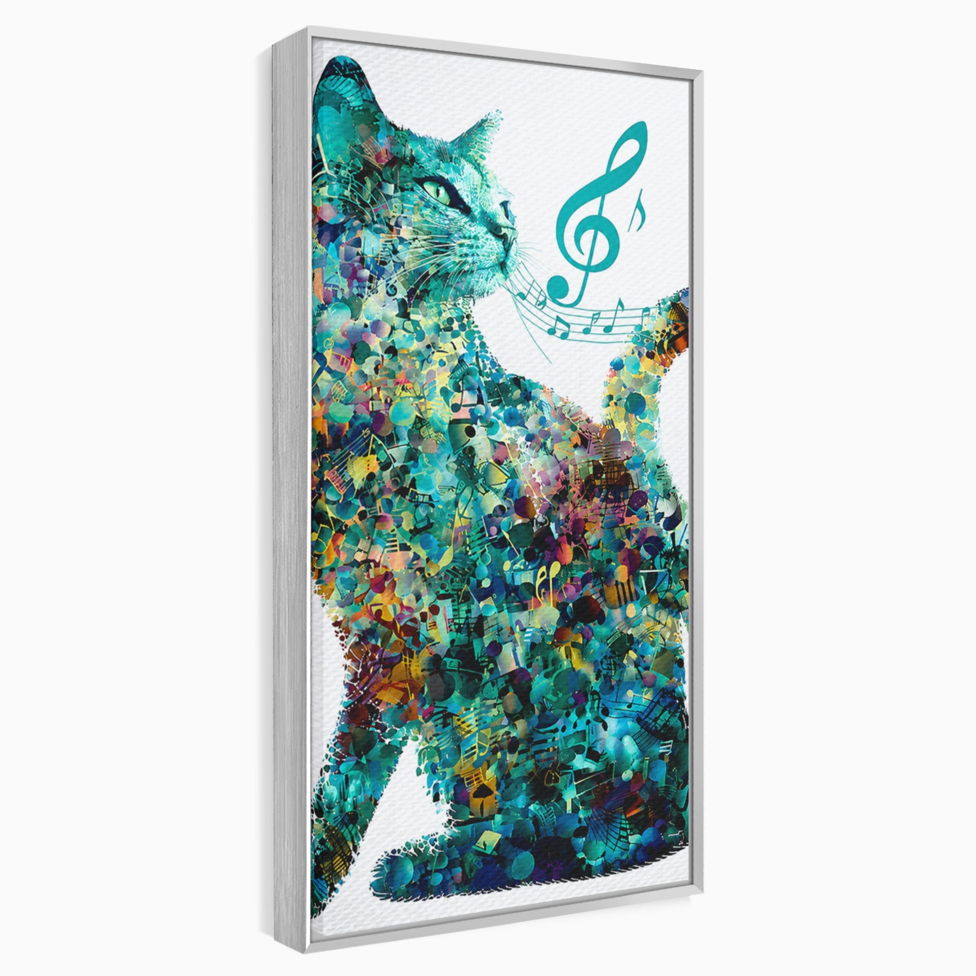Tablou Canvas Premium LuxCanva® R1045, Pisica Muzicala, Pisica, Muzica, Arta, Living, Creativitate, Culori Vibrante