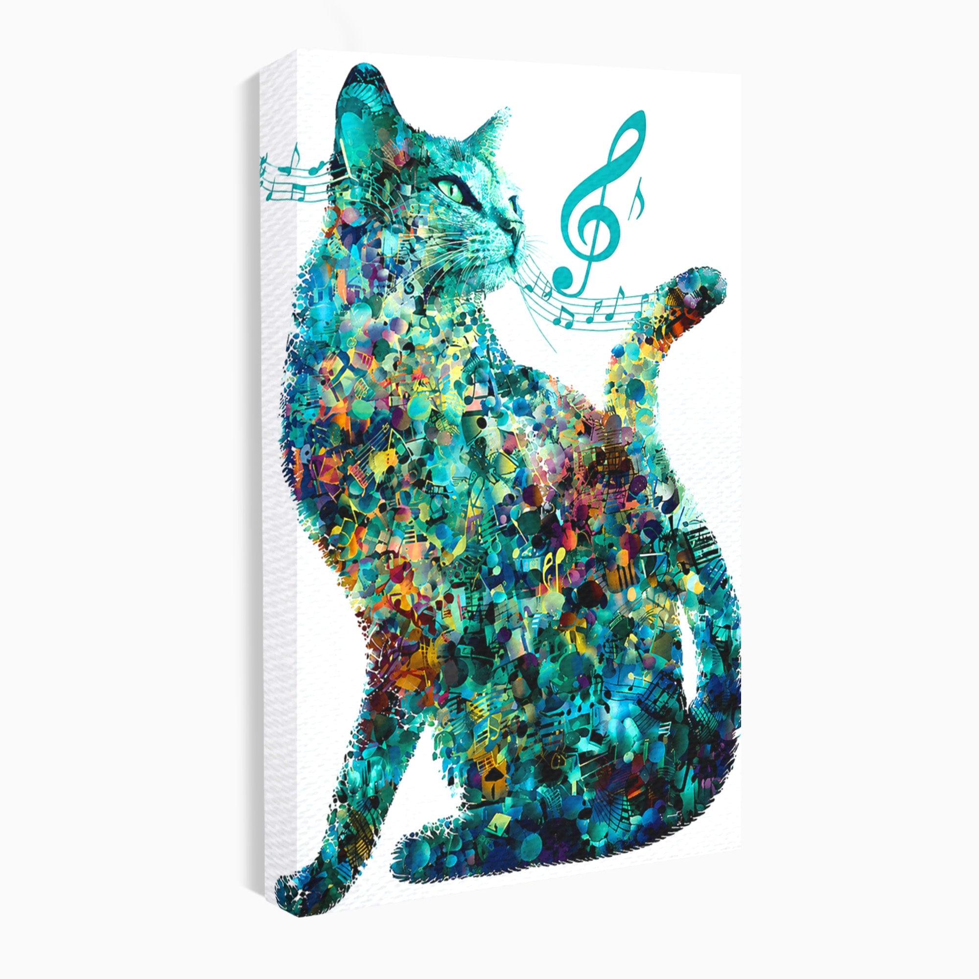 Tablou Canvas Premium LuxCanva® R1045, Pisica Muzicala, Pisica, Muzica, Arta, Living, Creativitate, Culori Vibrante