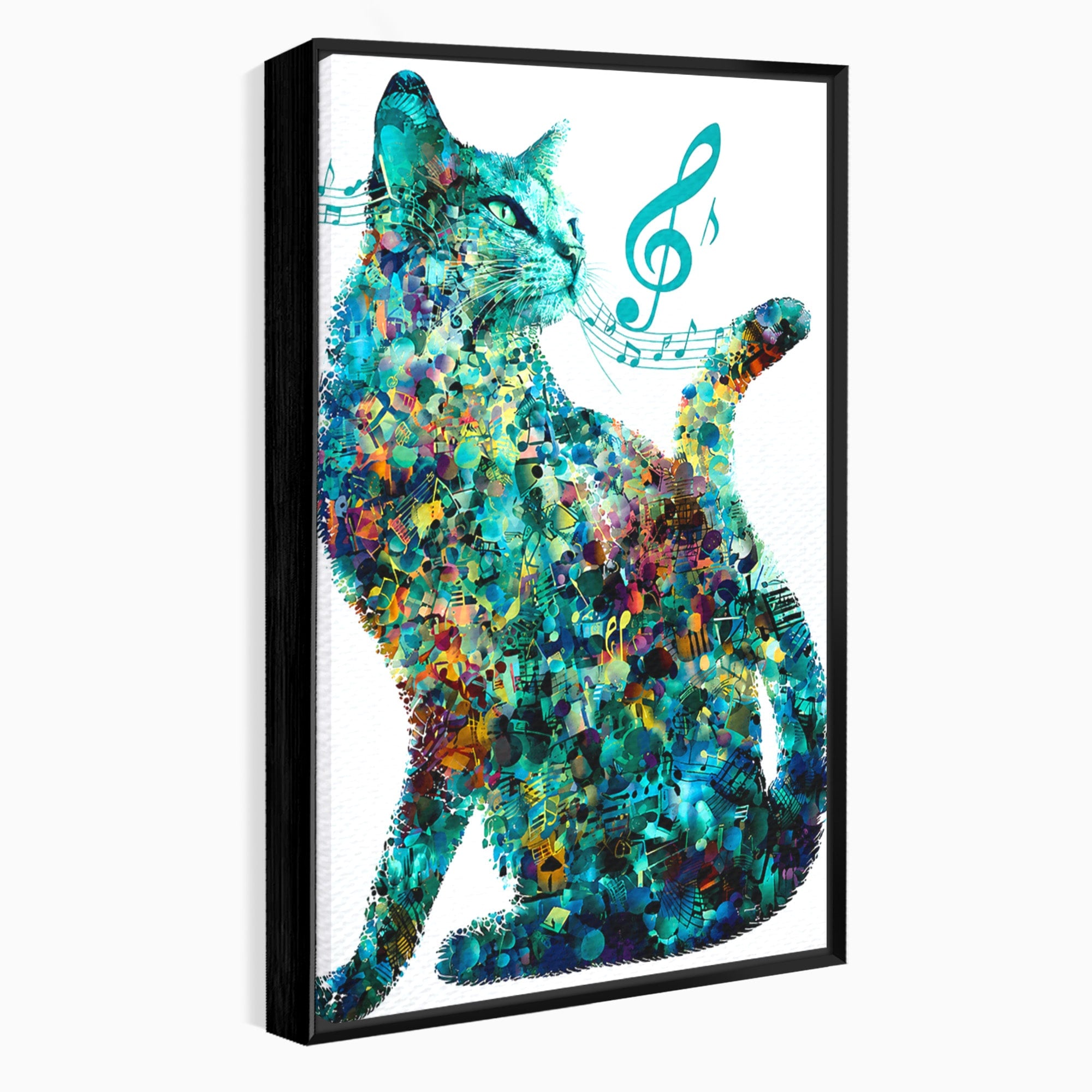 Tablou Canvas Premium LuxCanva® R1045, Pisica Muzicala, Pisica, Muzica, Arta, Living, Creativitate, Culori Vibrante