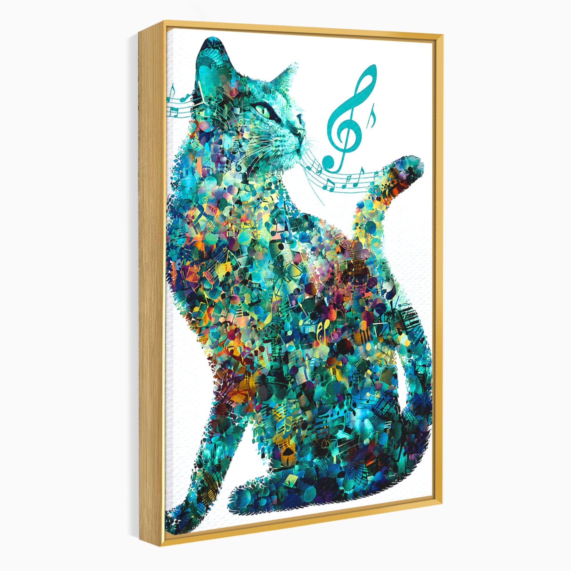 Tablou Canvas Premium LuxCanva® R1045, Pisica Muzicala, Pisica, Muzica, Arta, Living, Creativitate, Culori Vibrante