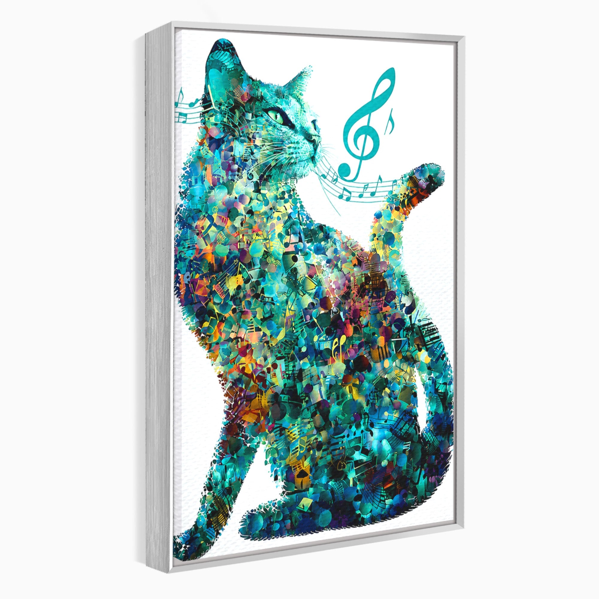 Tablou Canvas Premium LuxCanva® R1045, Pisica Muzicala, Pisica, Muzica, Arta, Living, Creativitate, Culori Vibrante