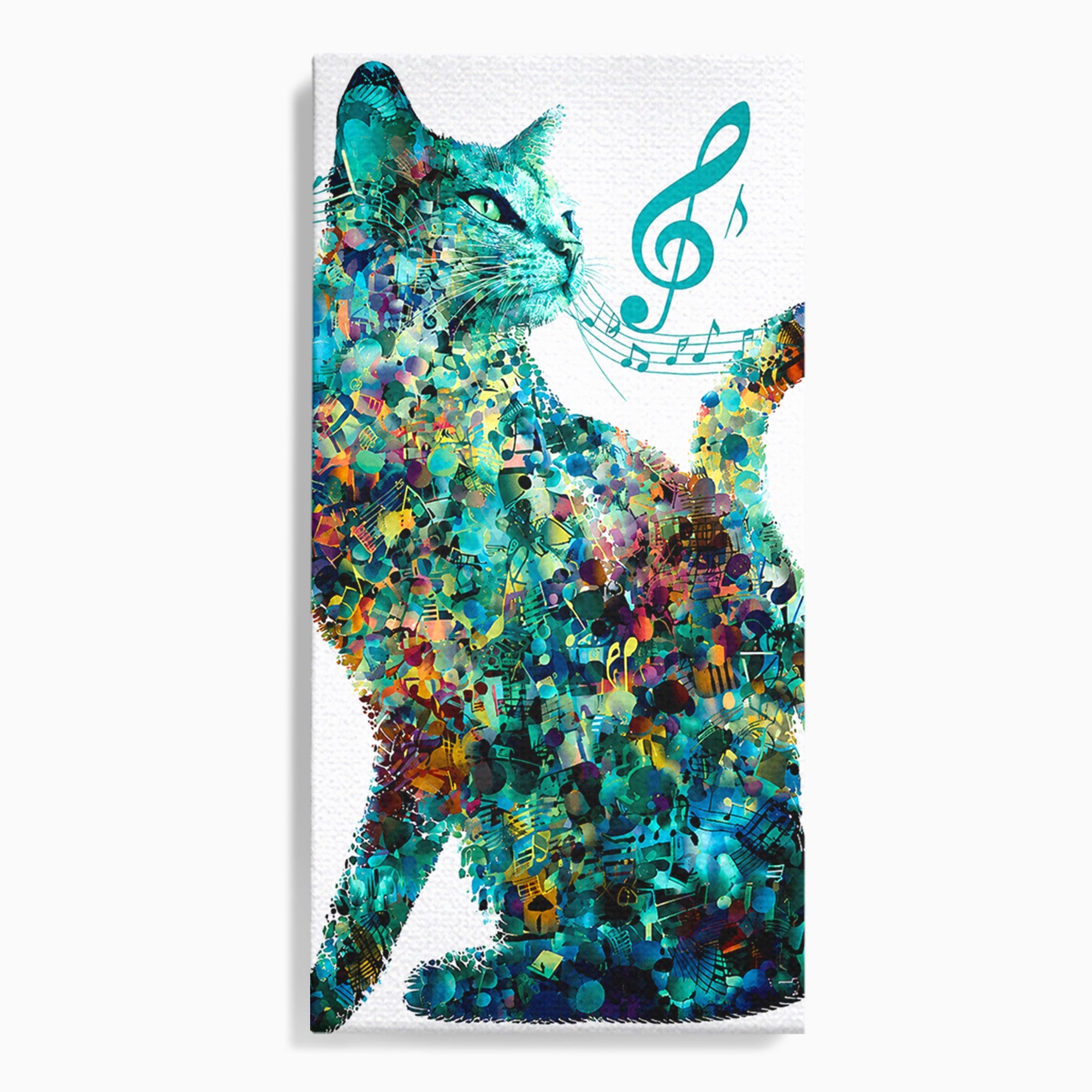 Tablou Canvas Premium LuxCanva® R1045, Pisica Muzicala, Pisica, Muzica, Arta, Living, Creativitate, Culori Vibrante