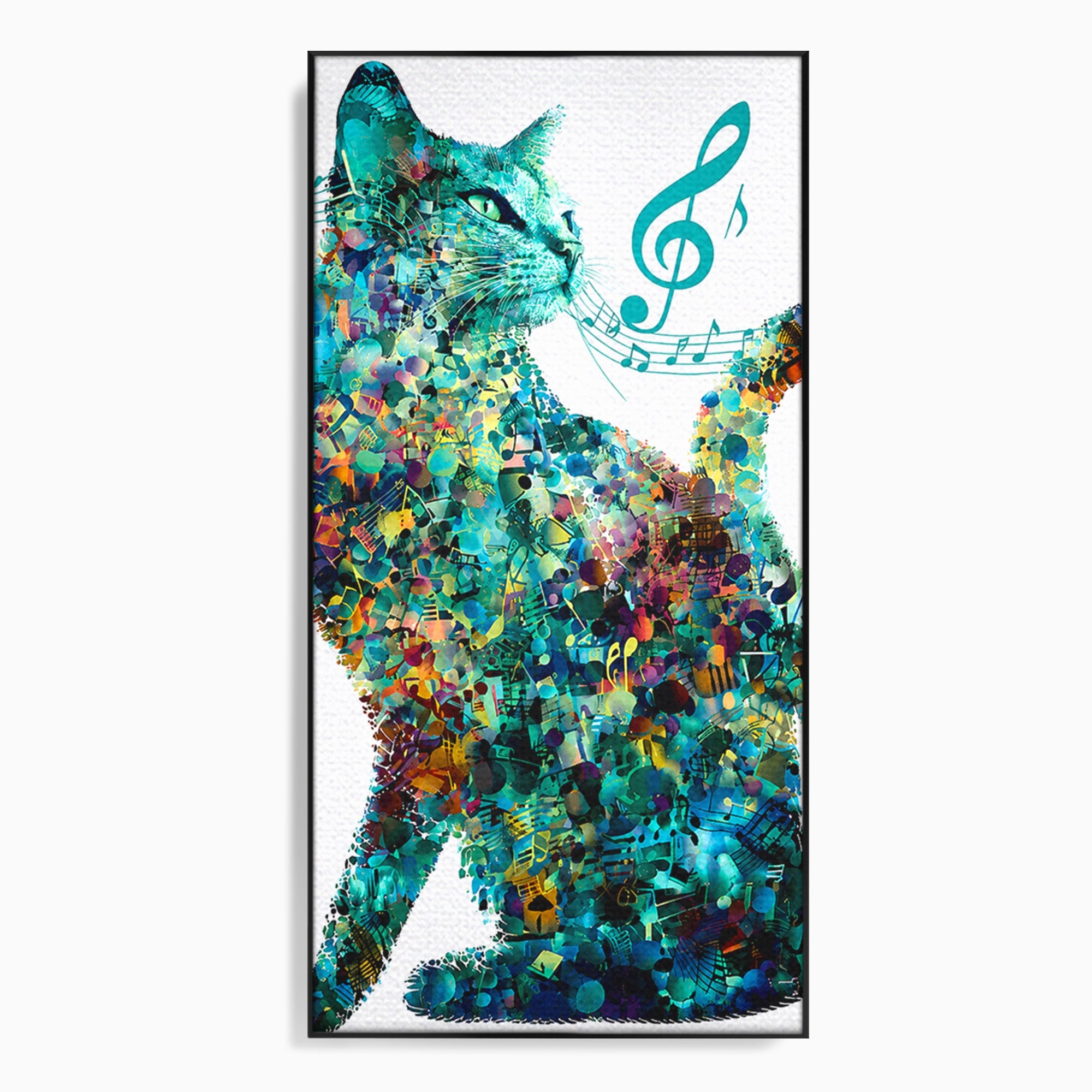 Tablou Canvas Premium LuxCanva® R1045, Pisica Muzicala, Pisica, Muzica, Arta, Living, Creativitate, Culori Vibrante