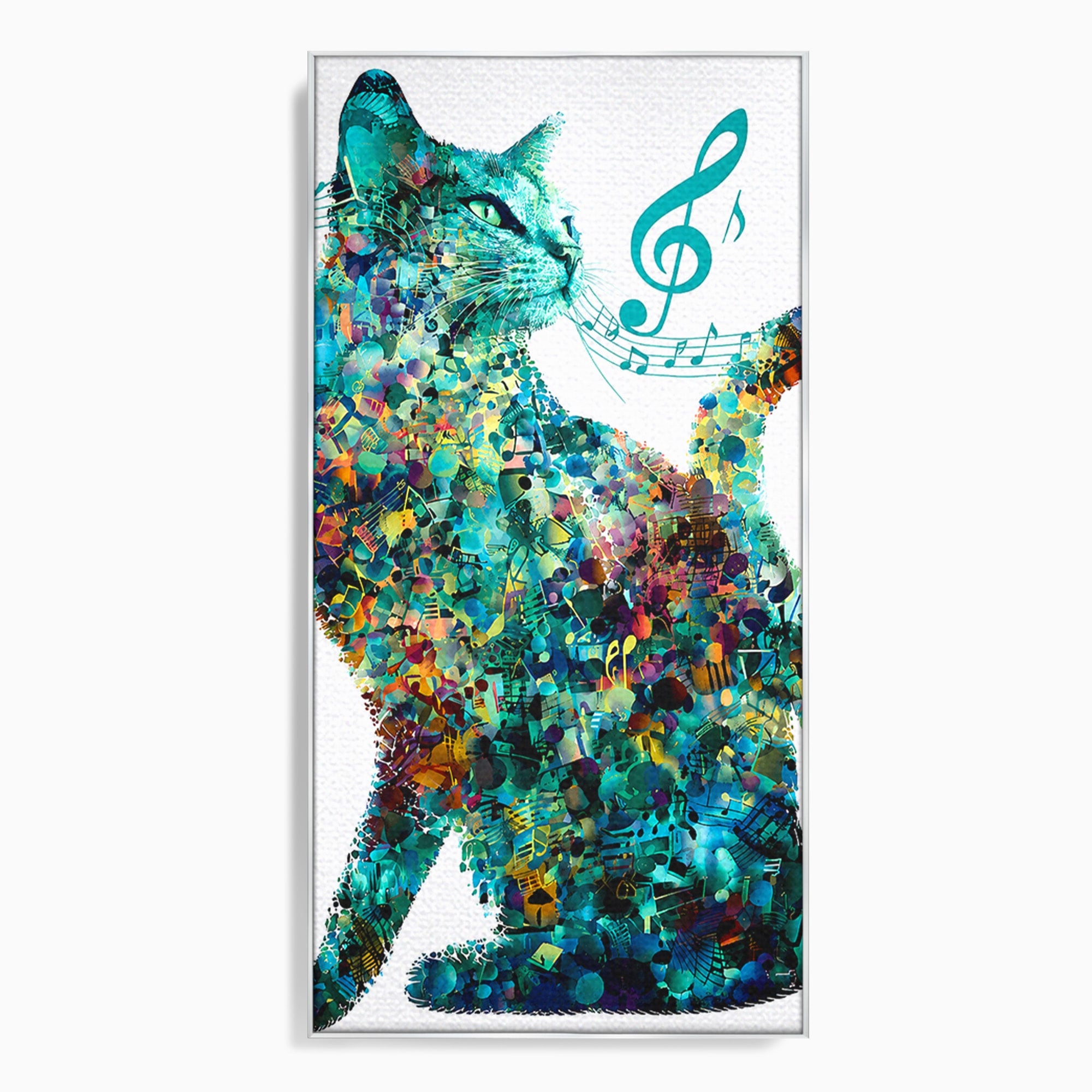 Tablou Canvas Premium LuxCanva® R1045, Pisica Muzicala, Pisica, Muzica, Arta, Living, Creativitate, Culori Vibrante