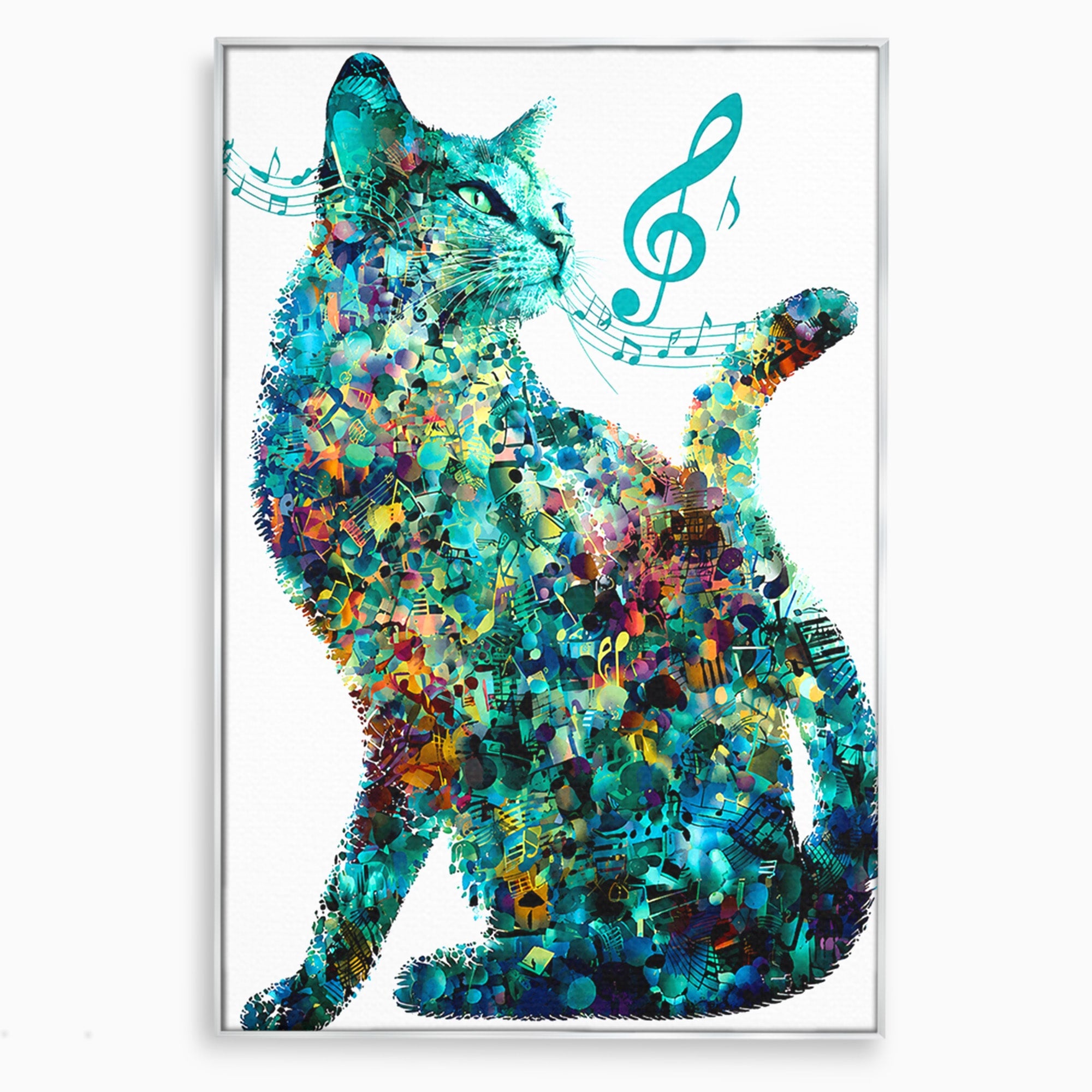 Tablou Canvas Premium LuxCanva® R1045, Pisica Muzicala, Pisica, Muzica, Arta, Living, Creativitate, Culori Vibrante