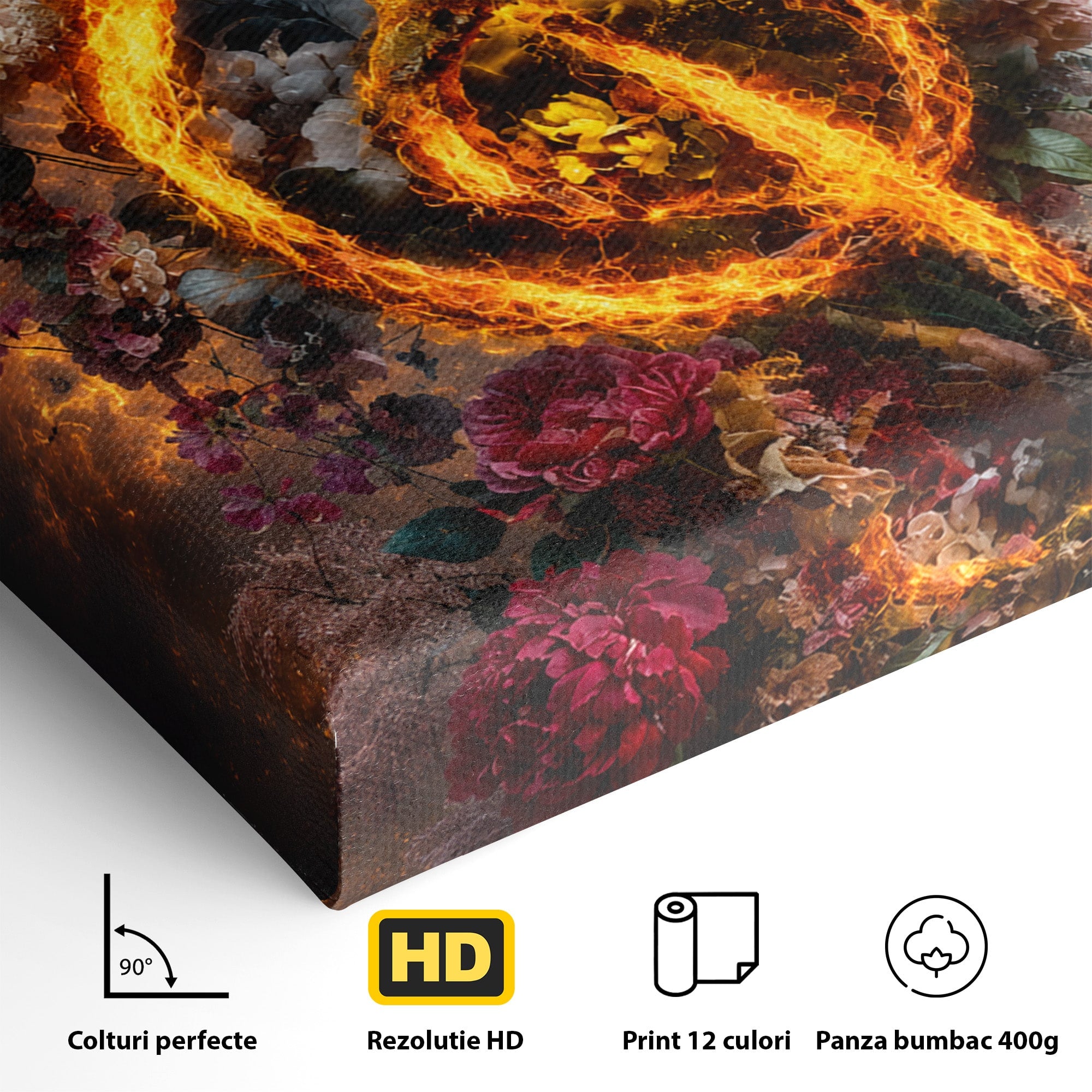 Tablou Canvas Premium LuxCanva® R1046, Cheia Sol In Flacari, Muzica, Flori, Arta, Living, Dormitor, Culori Vibrante