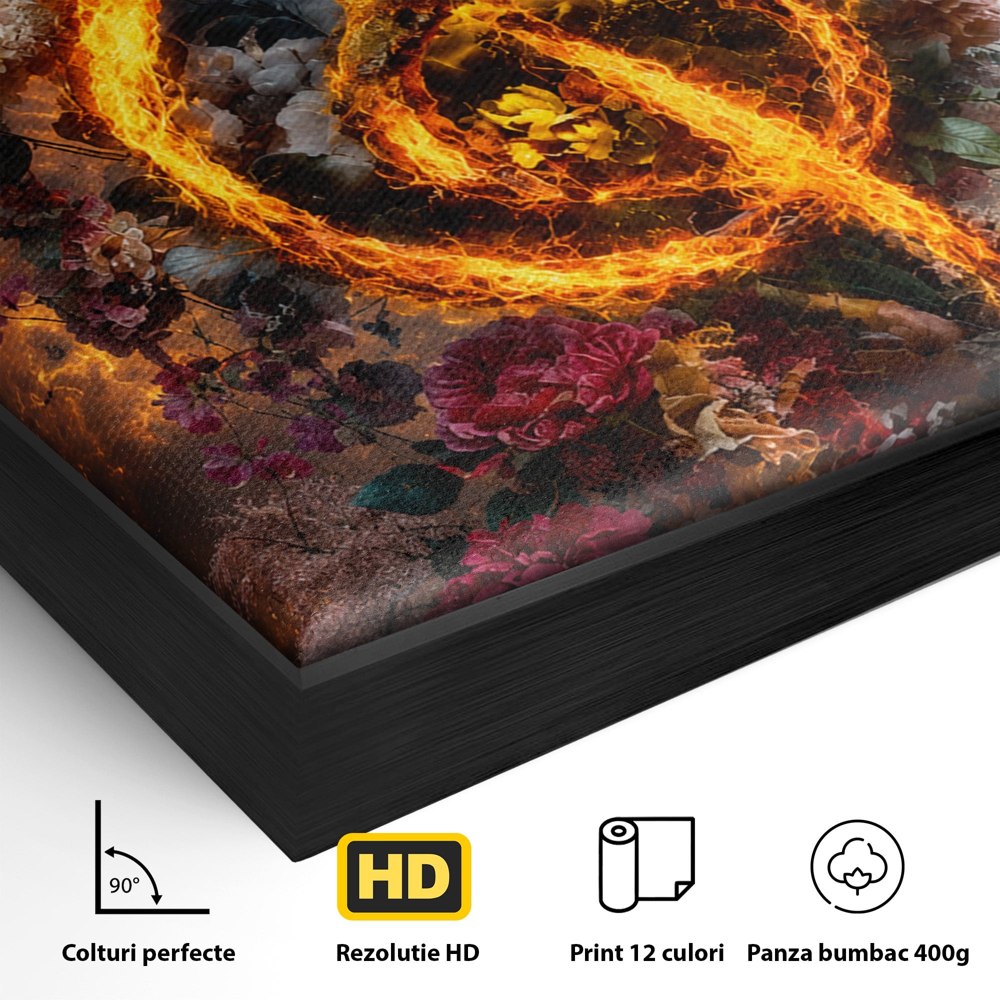 Tablou Canvas Premium LuxCanva® R1046, Cheia Sol In Flacari, Muzica, Flori, Arta, Living, Dormitor, Culori Vibrante