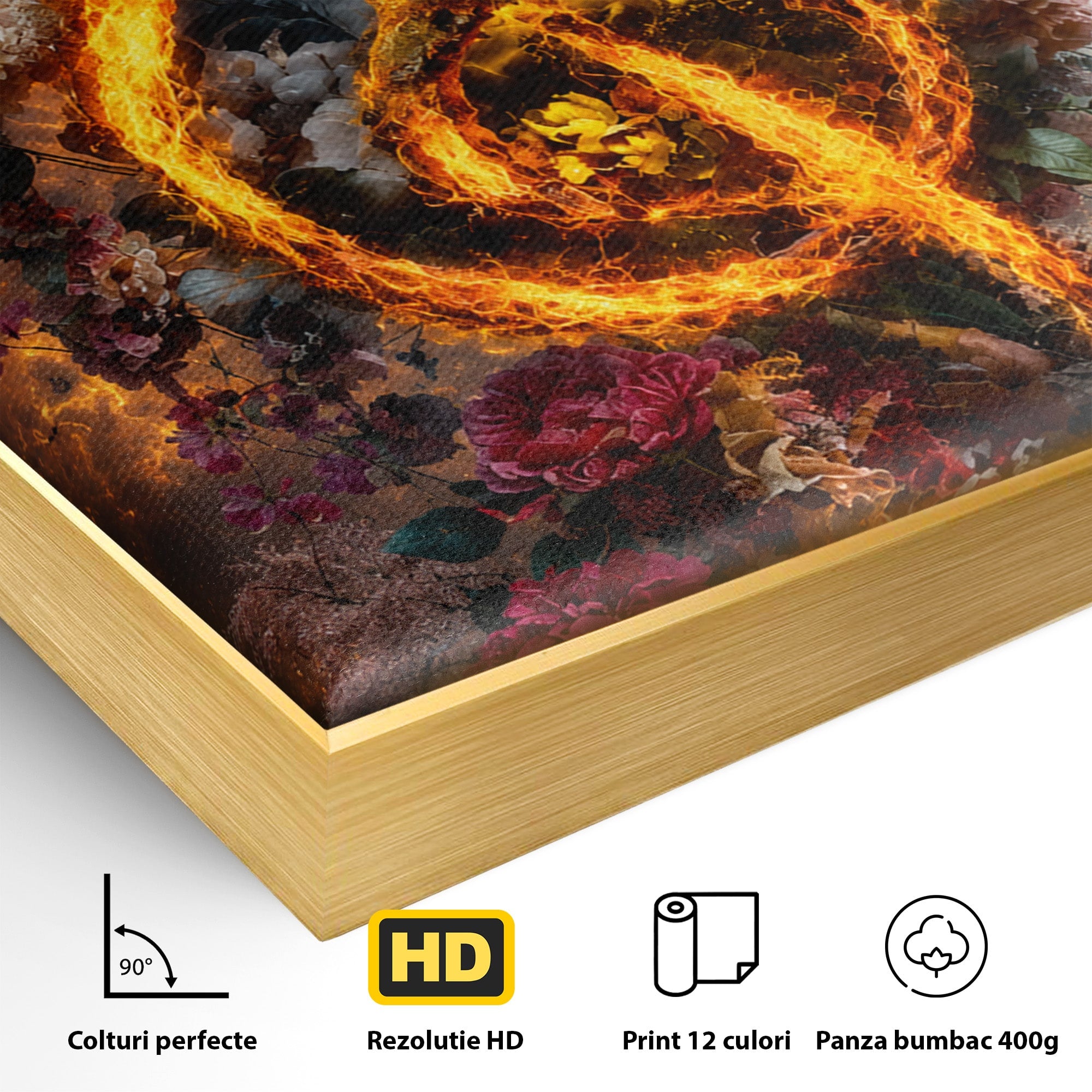 Tablou Canvas Premium LuxCanva® R1046, Cheia Sol In Flacari, Muzica, Flori, Arta, Living, Dormitor, Culori Vibrante