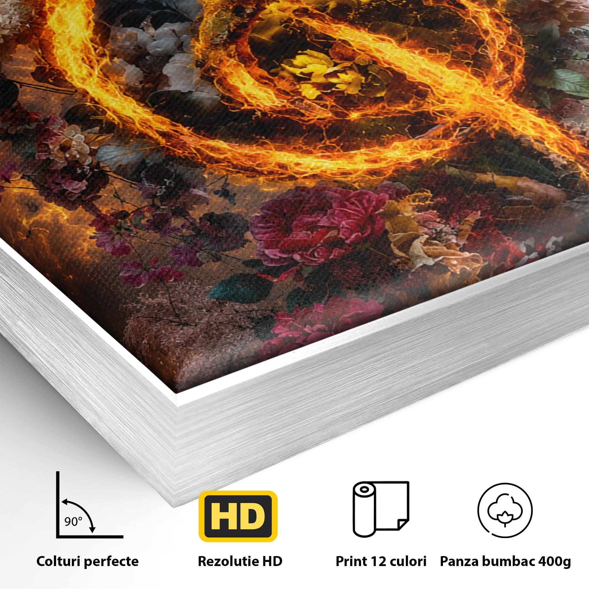 Tablou Canvas Premium LuxCanva® R1046, Cheia Sol In Flacari, Muzica, Flori, Arta, Living, Dormitor, Culori Vibrante