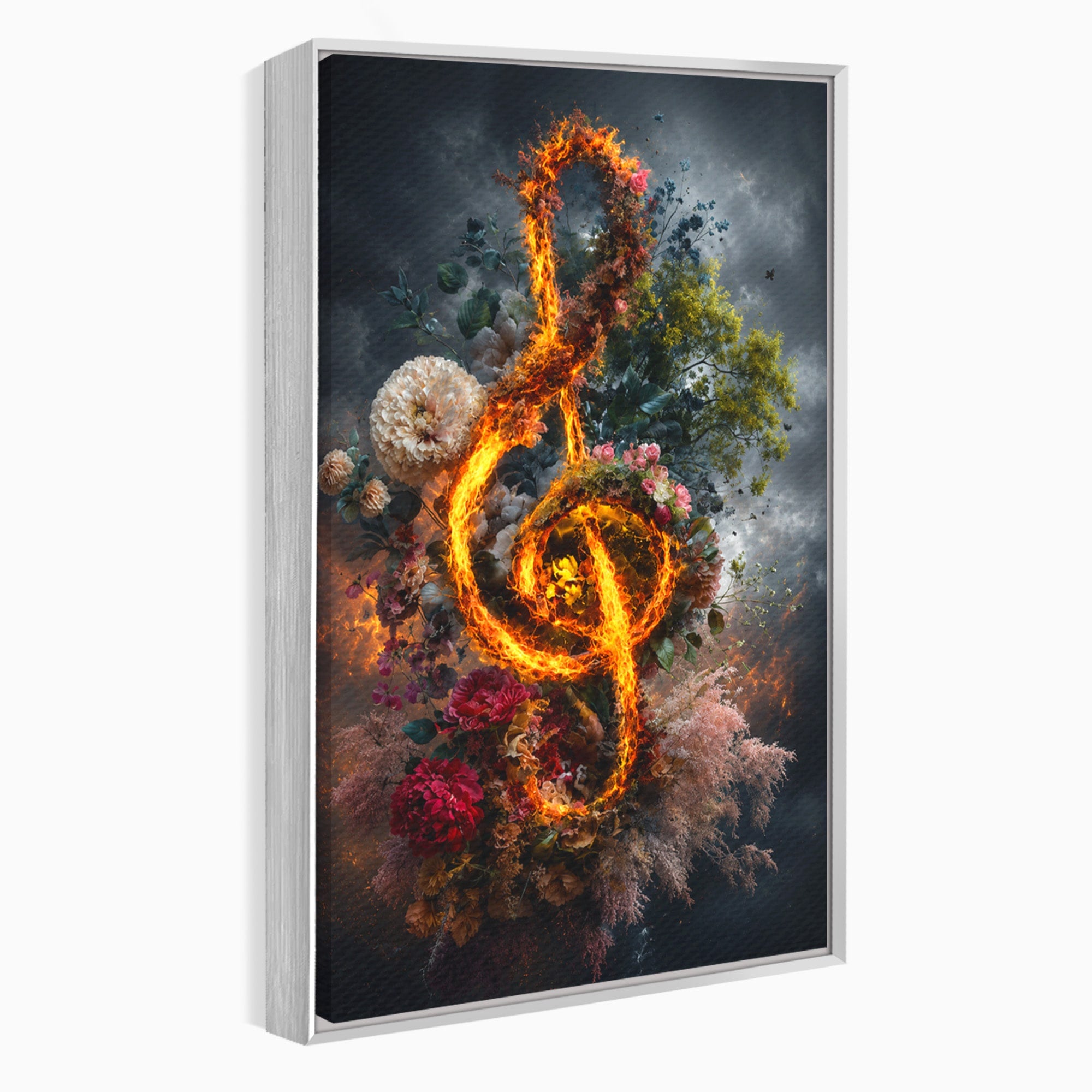 Tablou Canvas Premium LuxCanva® R1046, Cheia Sol In Flacari, Muzica, Flori, Arta, Living, Dormitor, Culori Vibrante