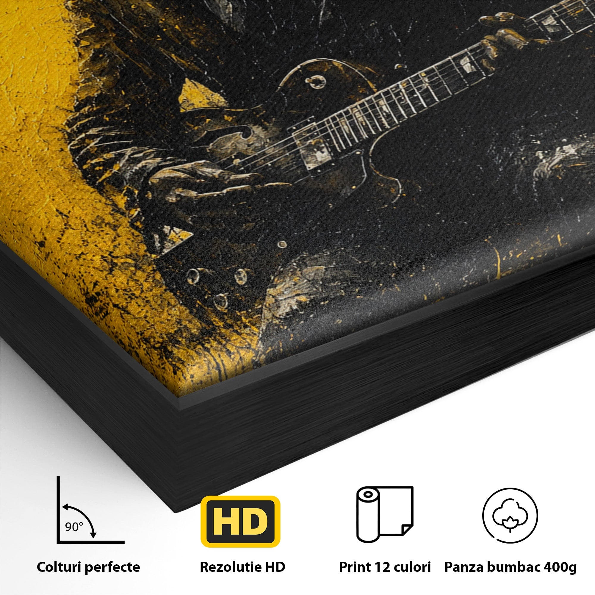 Tablou Canvas Premium LuxCanva® R1047, Chitaristul Misterios, Chitarist, Muzica, Silhouette, Living, Dormitor, Culori Vibrante