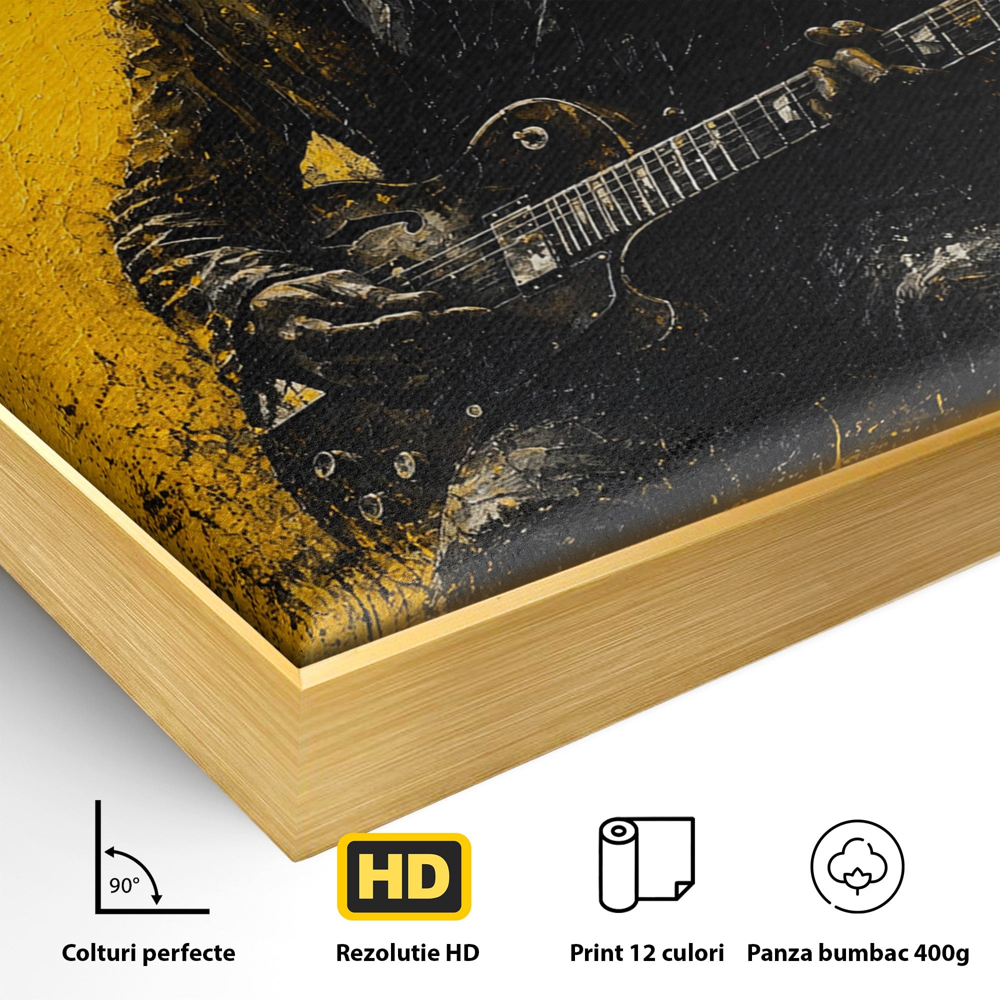 Tablou Canvas Premium LuxCanva® R1047, Chitaristul Misterios, Chitarist, Muzica, Silhouette, Living, Dormitor, Culori Vibrante