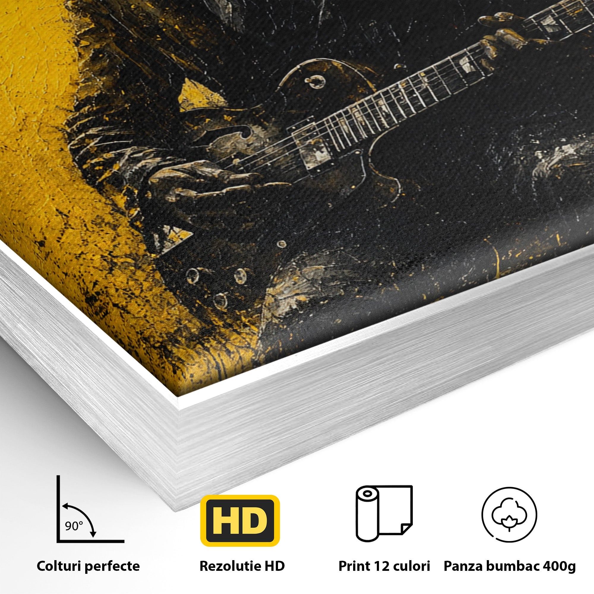 Tablou Canvas Premium LuxCanva® R1047, Chitaristul Misterios, Chitarist, Muzica, Silhouette, Living, Dormitor, Culori Vibrante