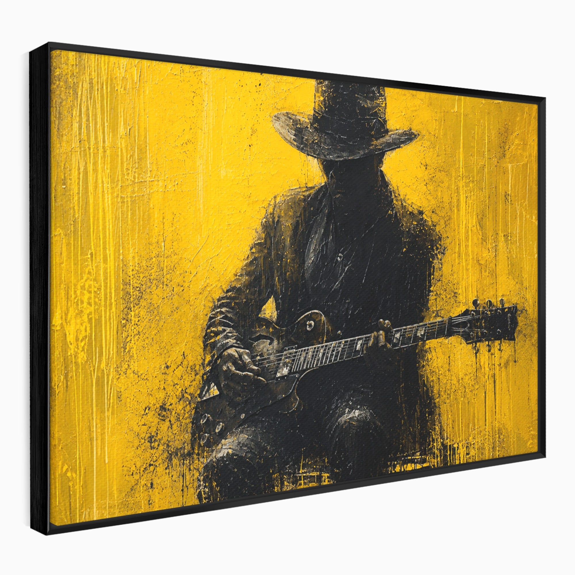 Tablou Canvas Premium LuxCanva® R1047, Chitaristul Misterios, Chitarist, Muzica, Silhouette, Living, Dormitor, Culori Vibrante