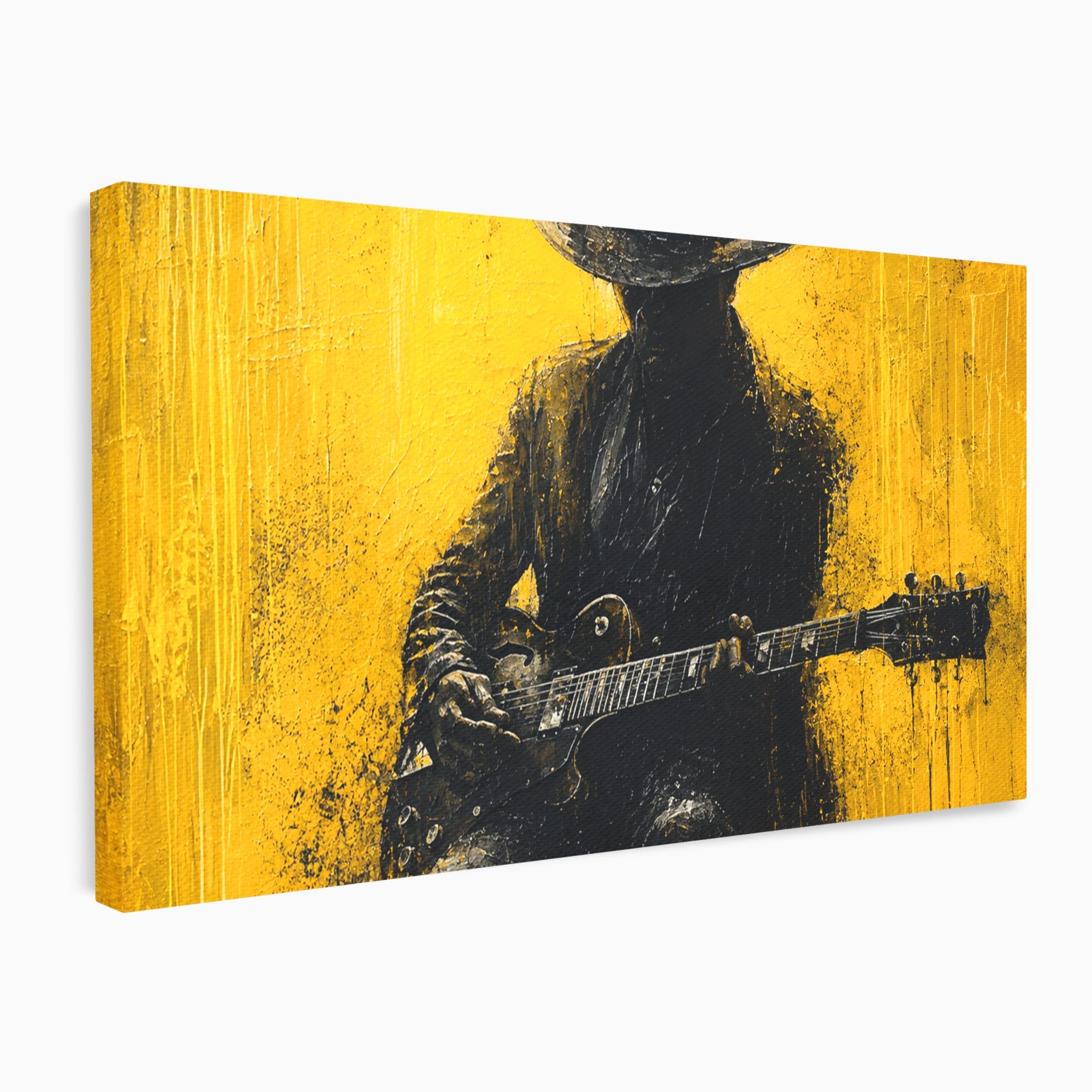 Tablou Canvas Premium LuxCanva® R1047, Chitaristul Misterios, Chitarist, Muzica, Silhouette, Living, Dormitor, Culori Vibrante