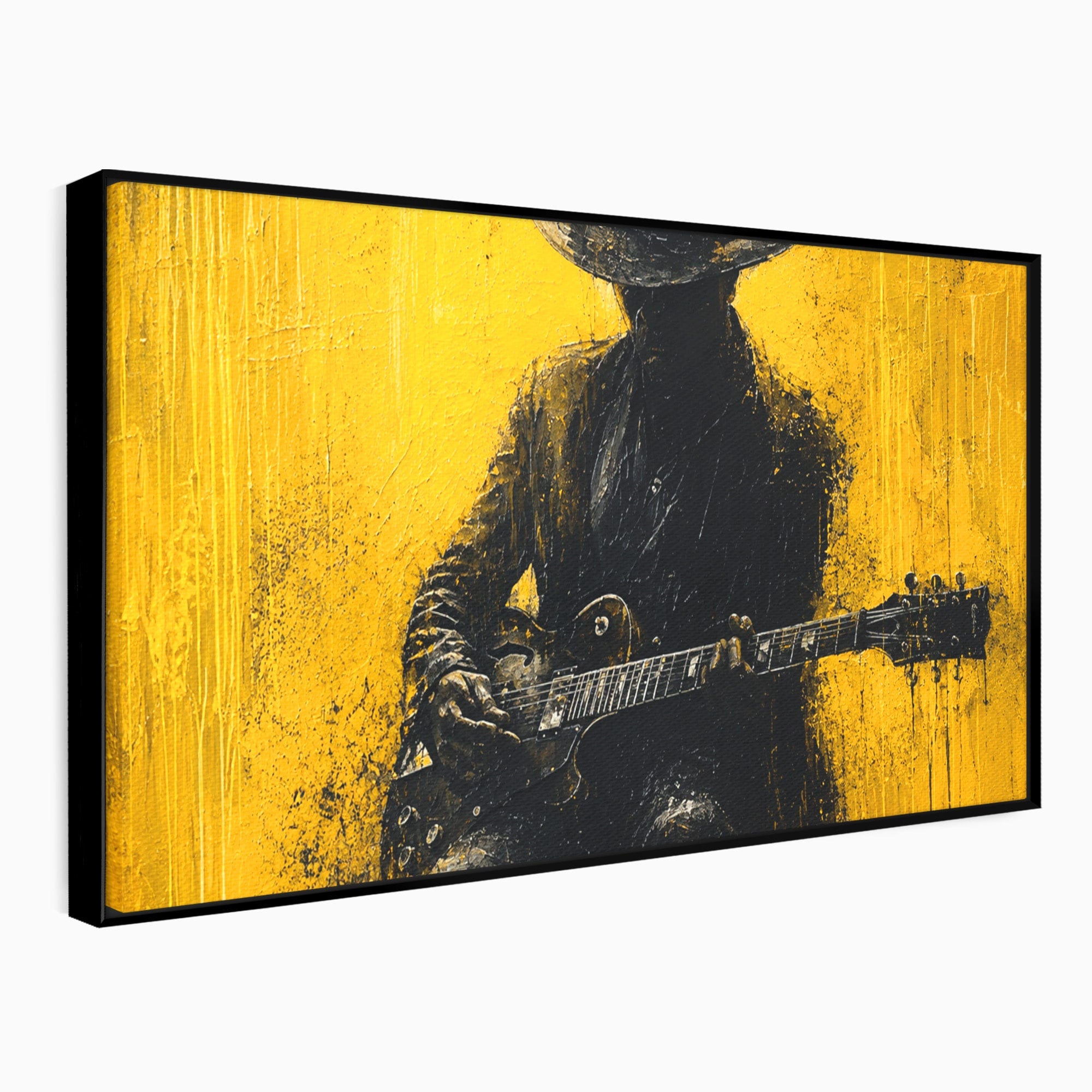 Tablou Canvas Premium LuxCanva® R1047, Chitaristul Misterios, Chitarist, Muzica, Silhouette, Living, Dormitor, Culori Vibrante