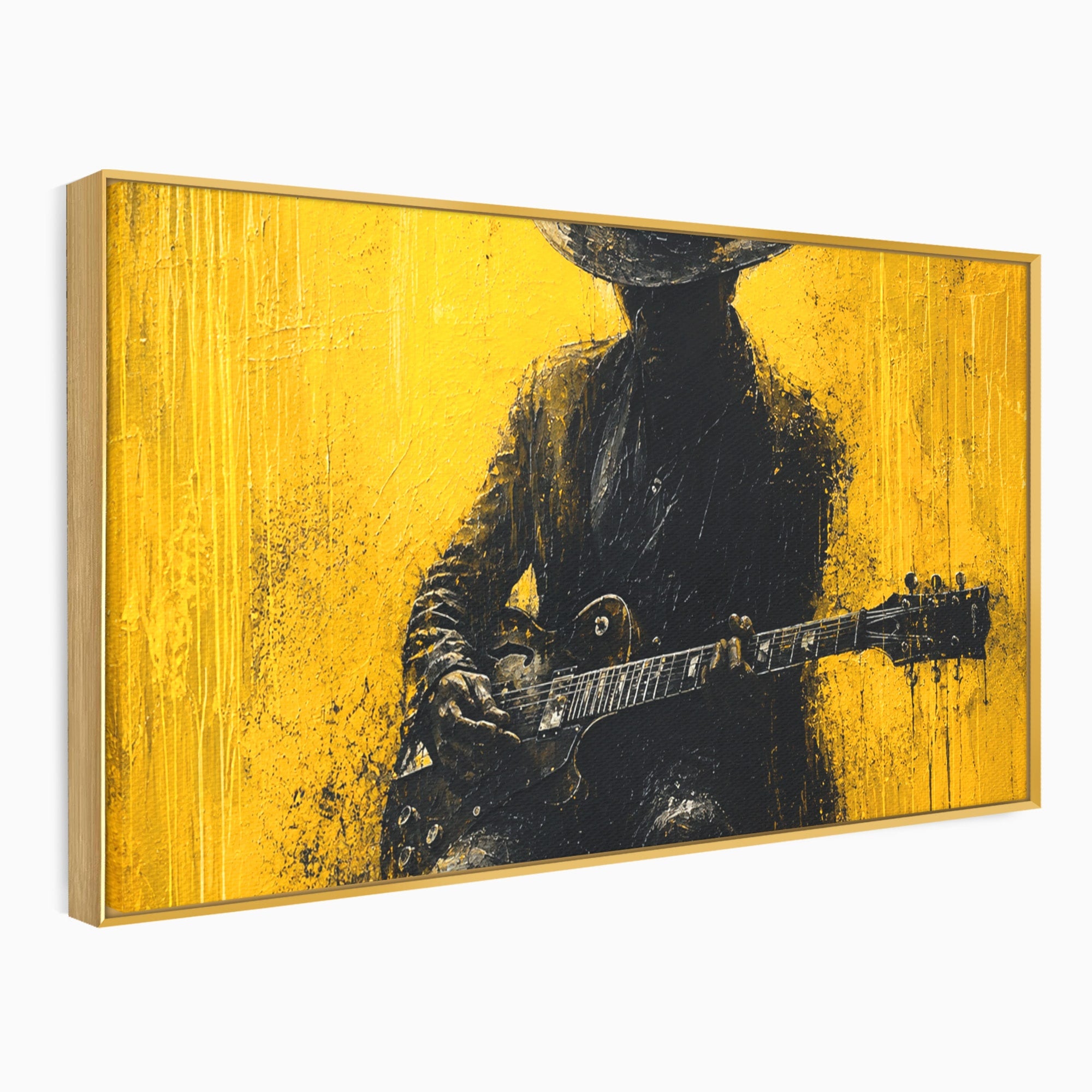 Tablou Canvas Premium LuxCanva® R1047, Chitaristul Misterios, Chitarist, Muzica, Silhouette, Living, Dormitor, Culori Vibrante