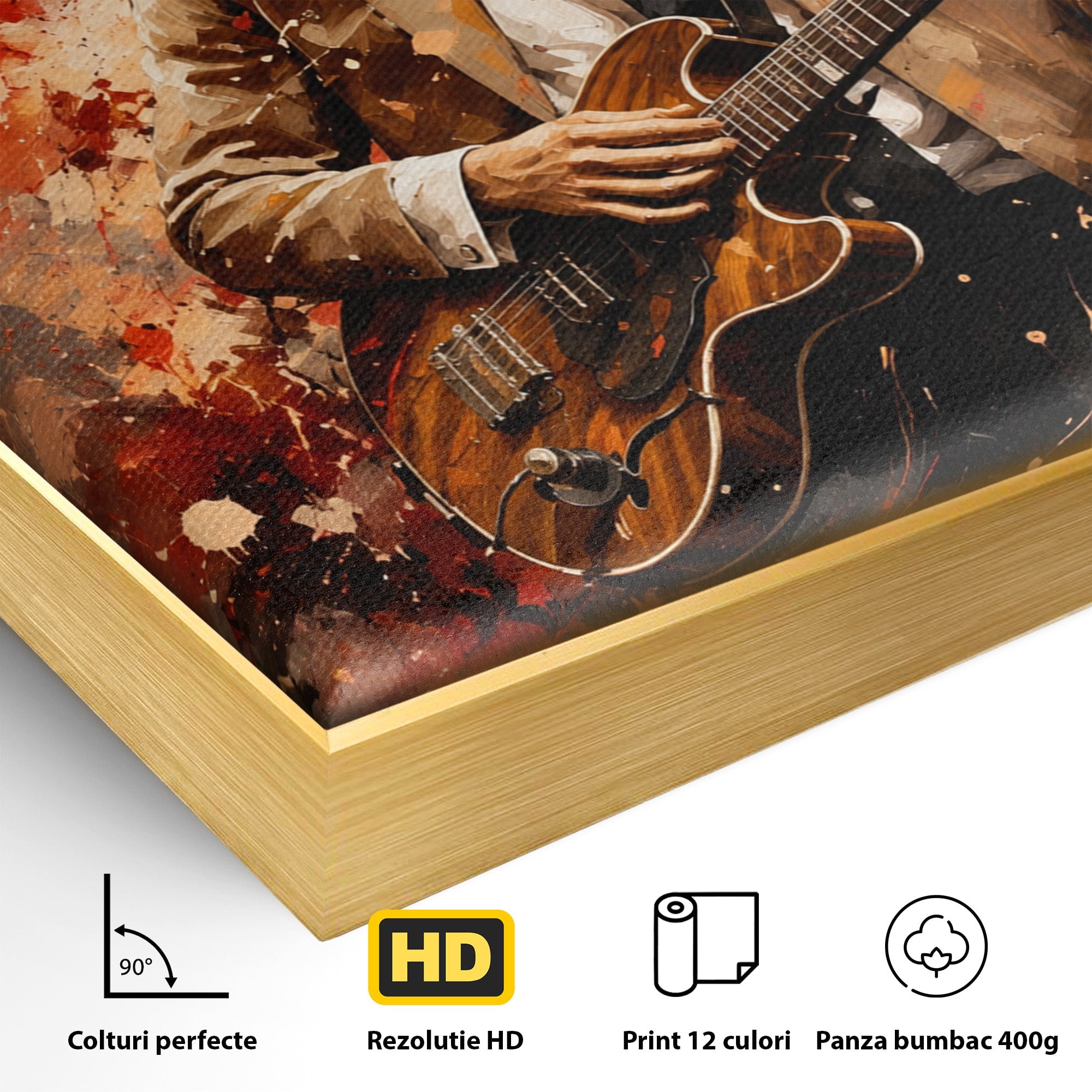 Tablou Canvas Premium LuxCanva® R1049, Chitaristul Misterios, Chitara, Muzica, Portret, Mister, Living, Culori Vibrante