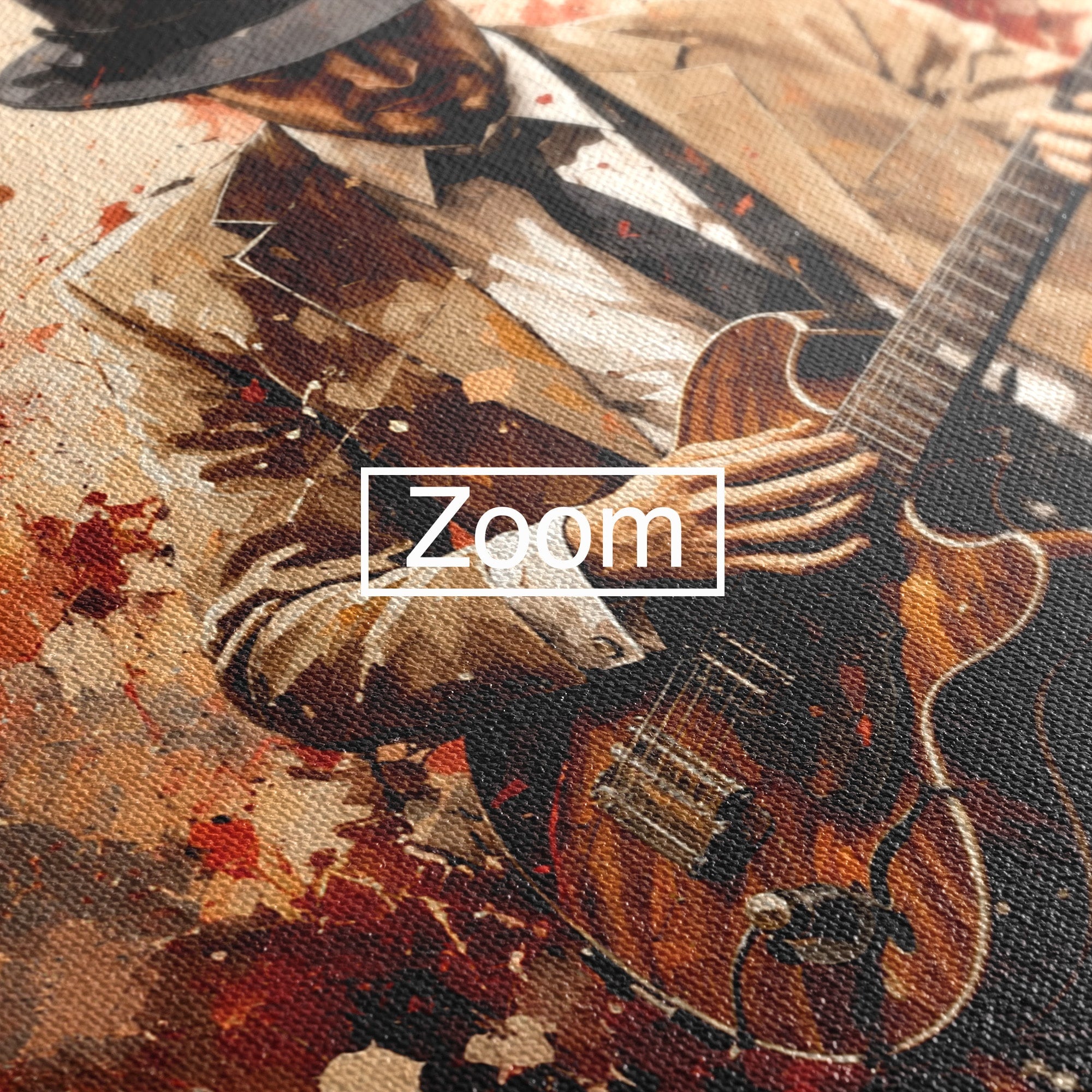 Tablou Canvas Premium LuxCanva® R1049, Chitaristul Misterios, Chitara, Muzica, Portret, Mister, Living, Culori Vibrante