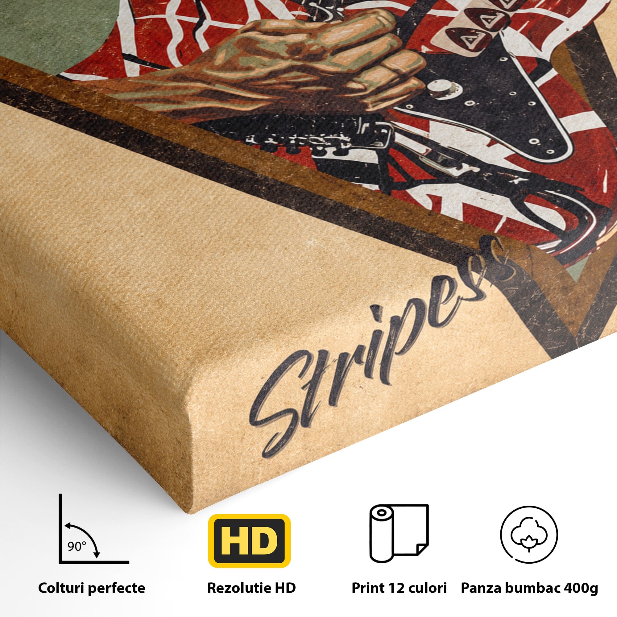 Tablou Canvas Premium LuxCanva® R1050, Chitara Rock Vintage, Chitara, Rock, Vintage, Muzica, Arta, Living, Birou, Culori Vibrante