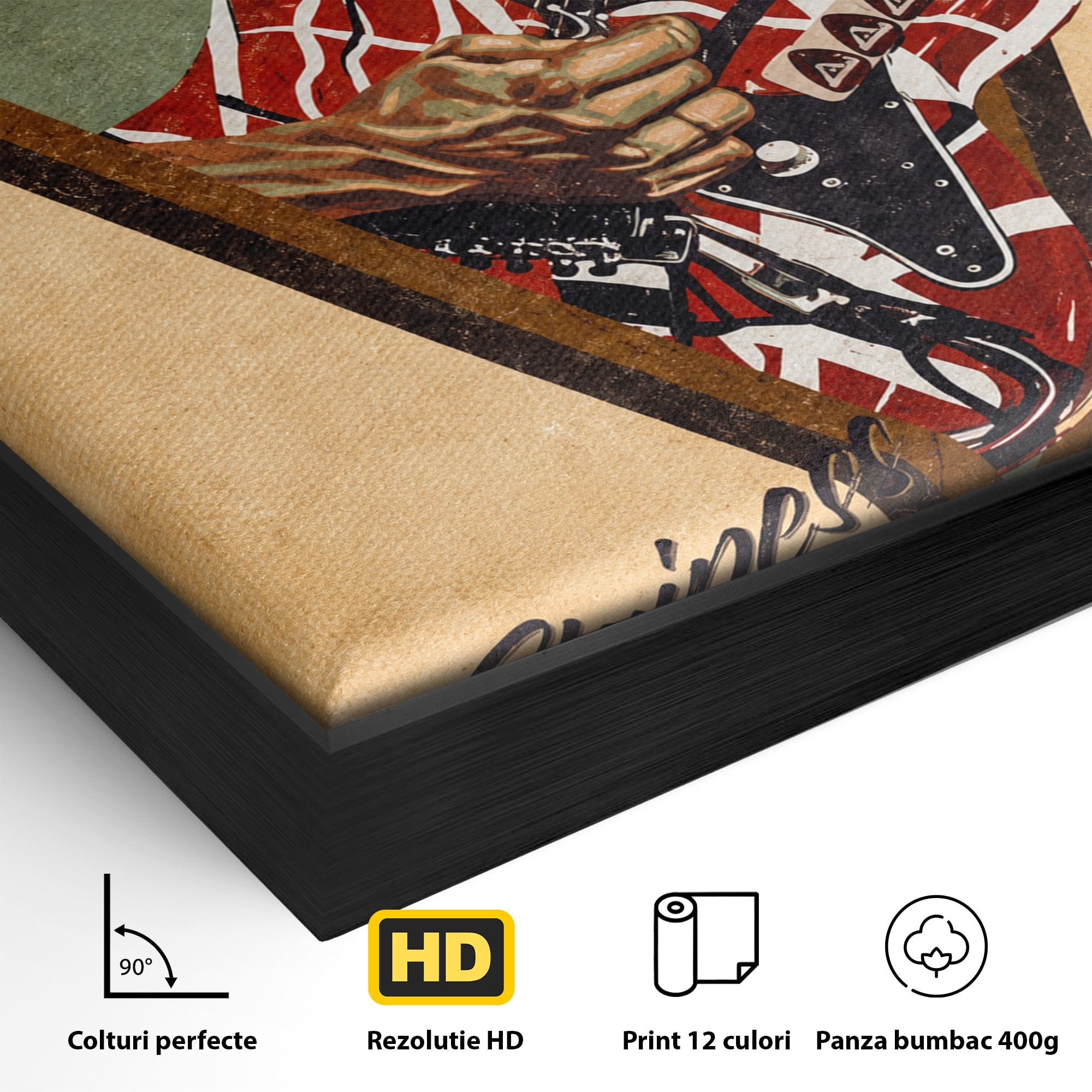 Tablou Canvas Premium LuxCanva® R1050, Chitara Rock Vintage, Chitara, Rock, Vintage, Muzica, Arta, Living, Birou, Culori Vibrante
