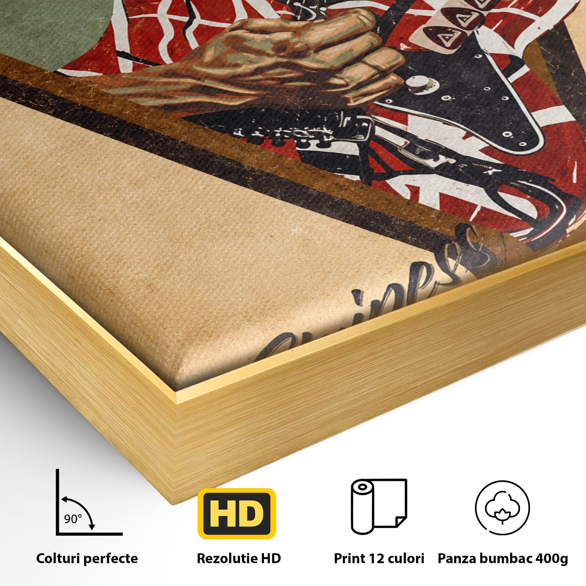Tablou Canvas Premium LuxCanva® R1050, Chitara Rock Vintage, Chitara, Rock, Vintage, Muzica, Arta, Living, Birou, Culori Vibrante