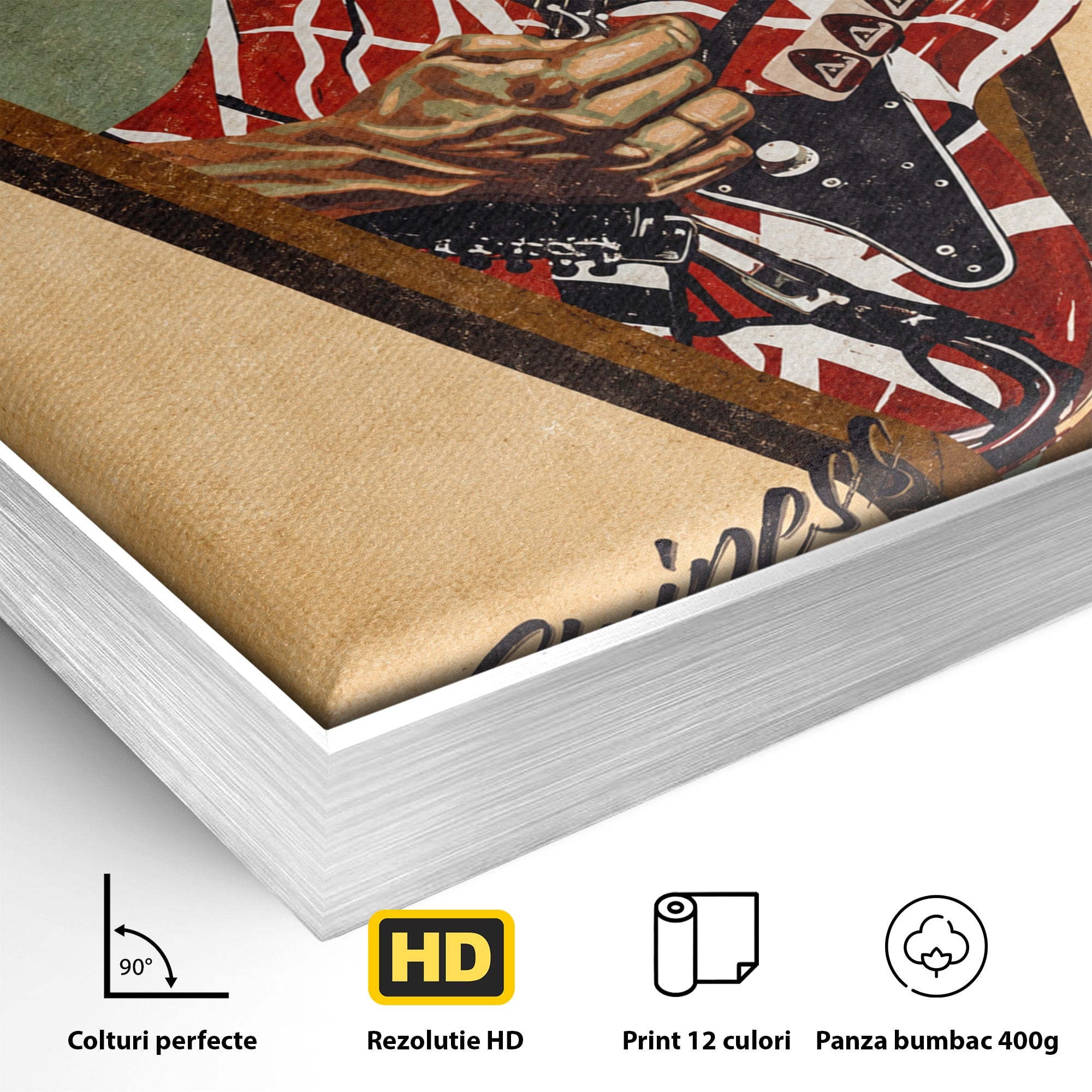 Tablou Canvas Premium LuxCanva® R1050, Chitara Rock Vintage, Chitara, Rock, Vintage, Muzica, Arta, Living, Birou, Culori Vibrante