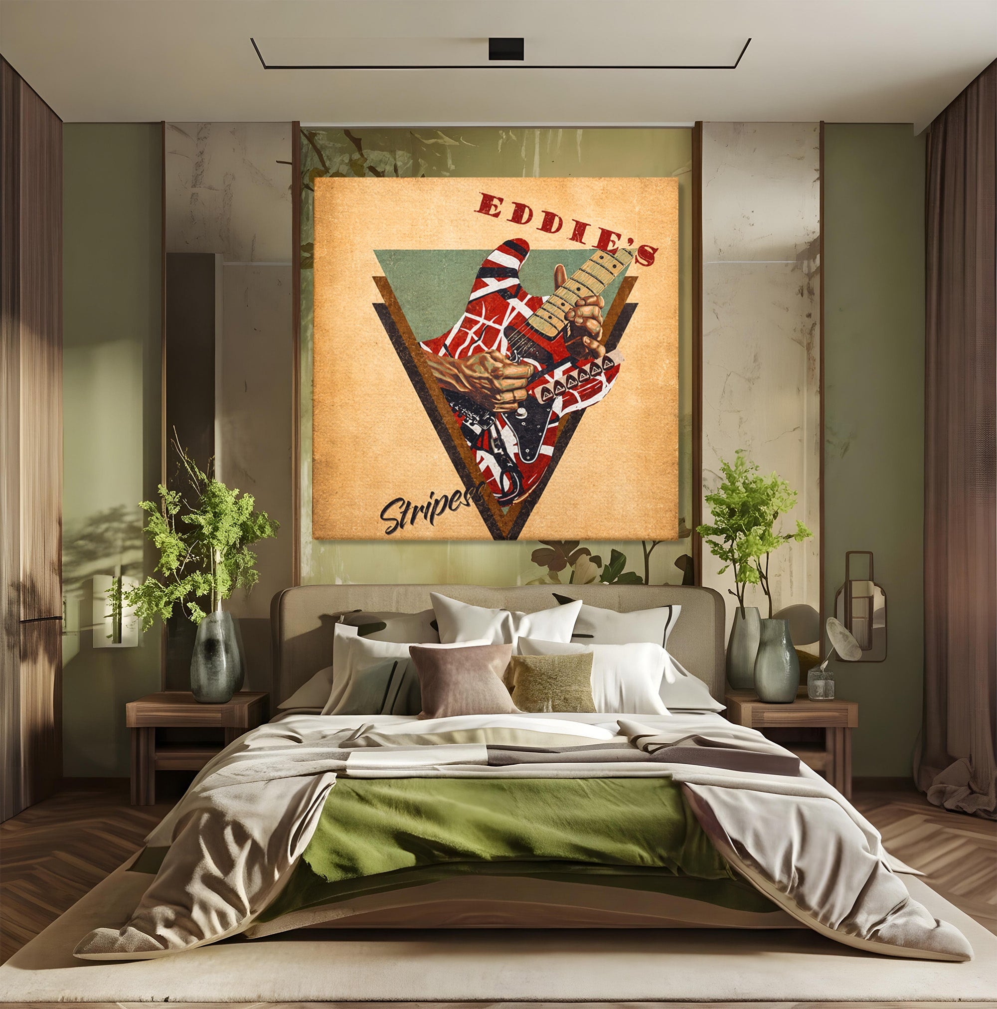 Tablou Canvas Premium LuxCanva® R1050, Chitara Rock Vintage, Chitara, Rock, Vintage, Muzica, Arta, Living, Birou, Culori Vibrante