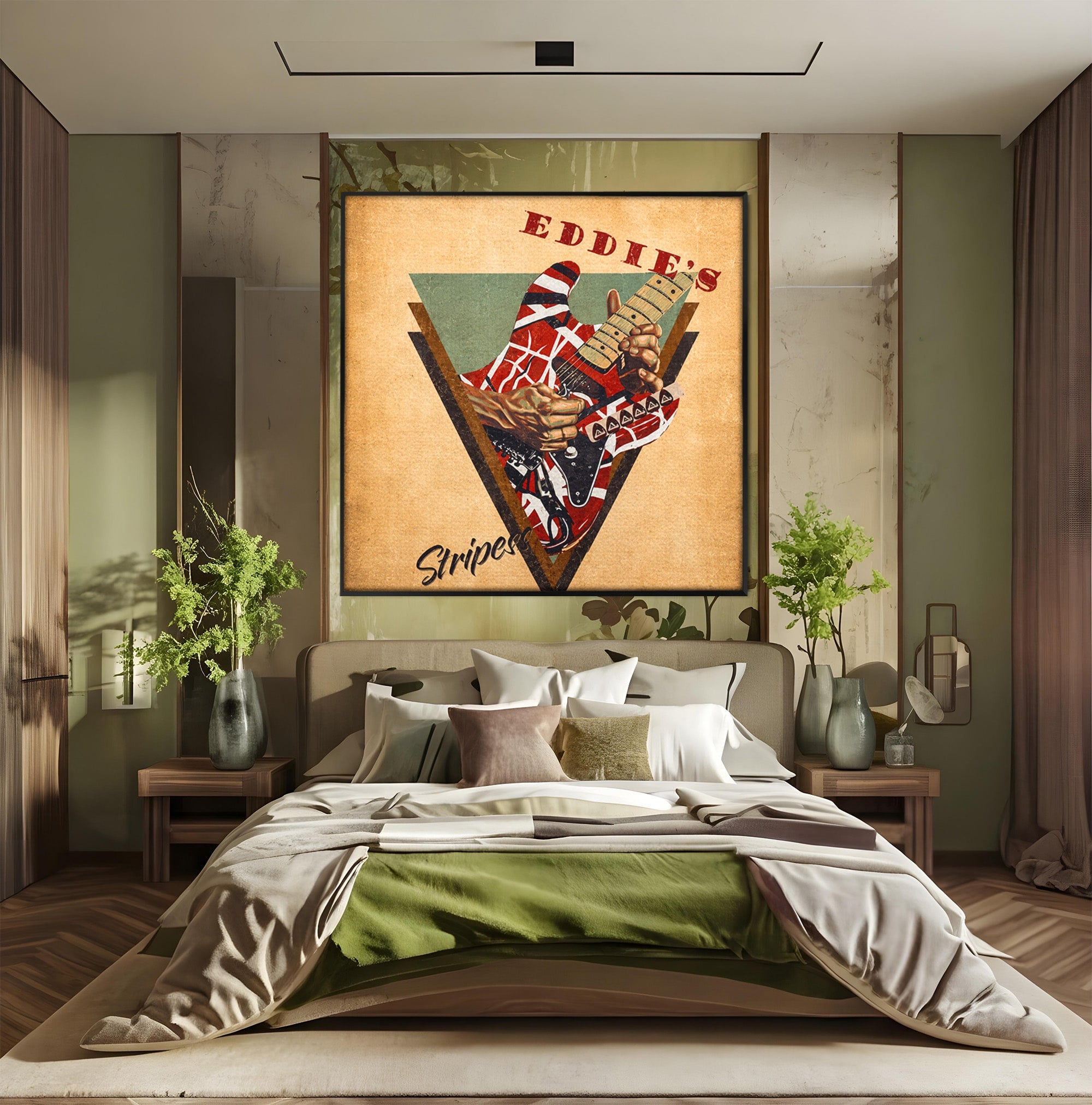 Tablou Canvas Premium LuxCanva® R1050, Chitara Rock Vintage, Chitara, Rock, Vintage, Muzica, Arta, Living, Birou, Culori Vibrante