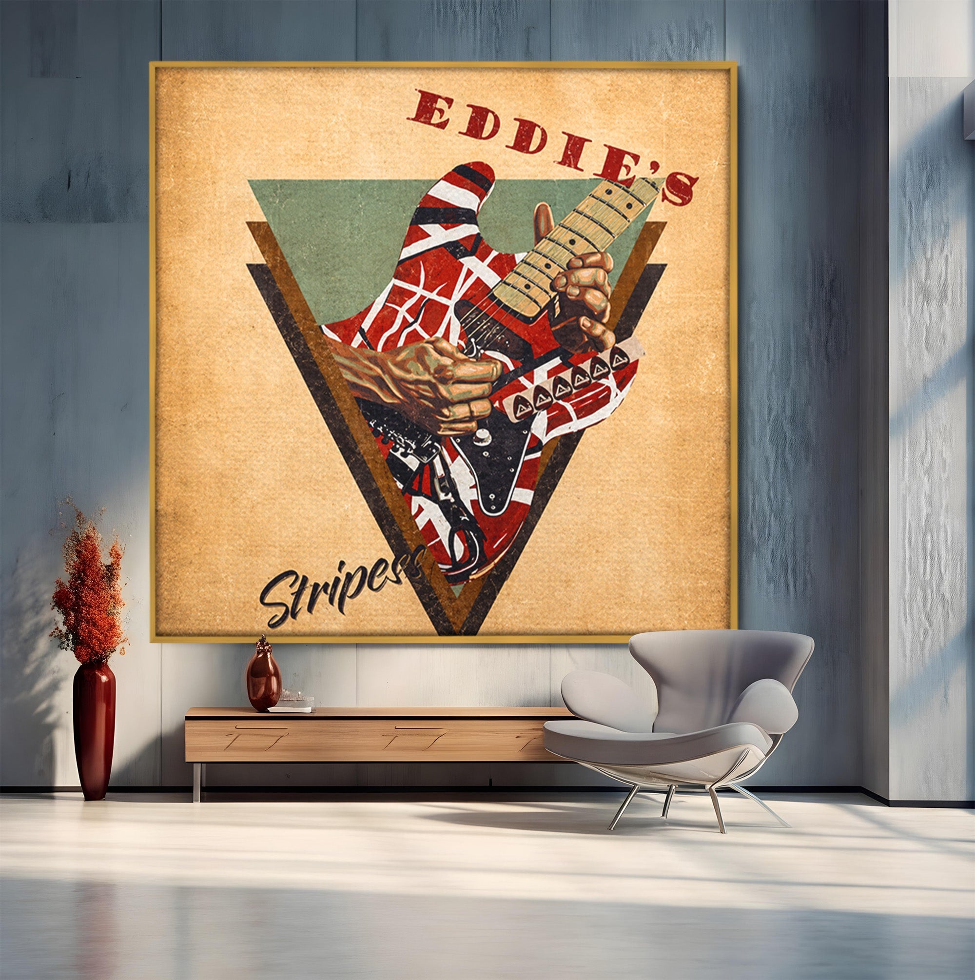 Tablou Canvas Premium LuxCanva® R1050, Chitara Rock Vintage, Chitara, Rock, Vintage, Muzica, Arta, Living, Birou, Culori Vibrante