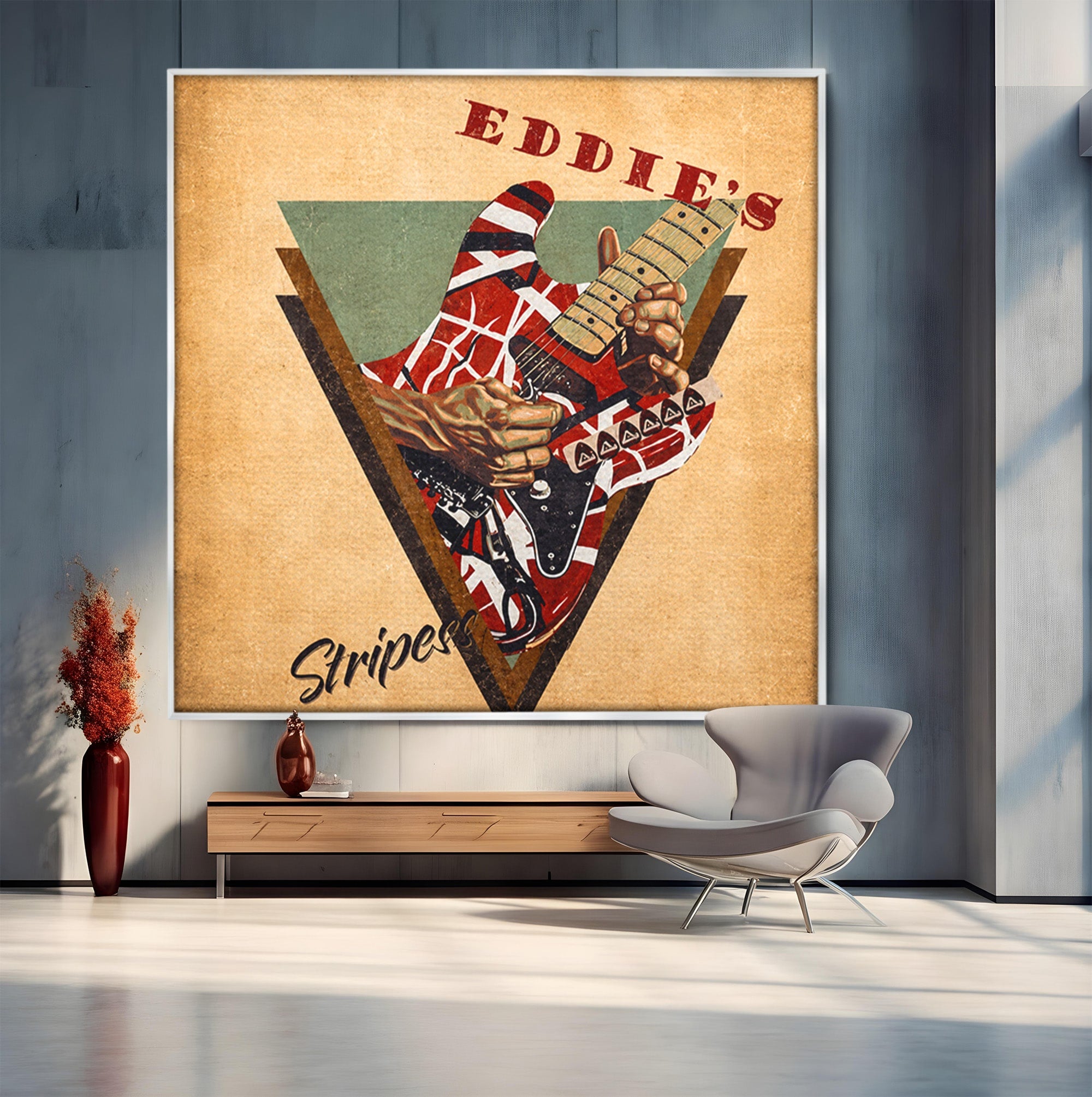 Tablou Canvas Premium LuxCanva® R1050, Chitara Rock Vintage, Chitara, Rock, Vintage, Muzica, Arta, Living, Birou, Culori Vibrante