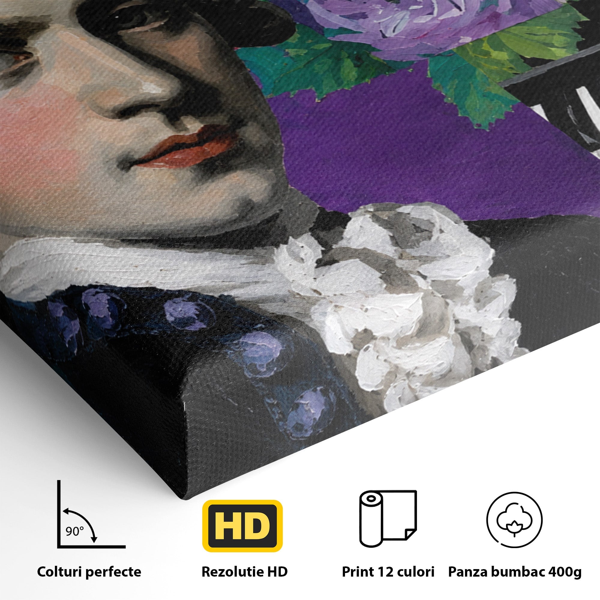 Tablou Canvas Premium LuxCanva® R1051, Portretul Lui Mozart, Portret, Muzician, Clasic, Living, Birou, Culori Vibrante