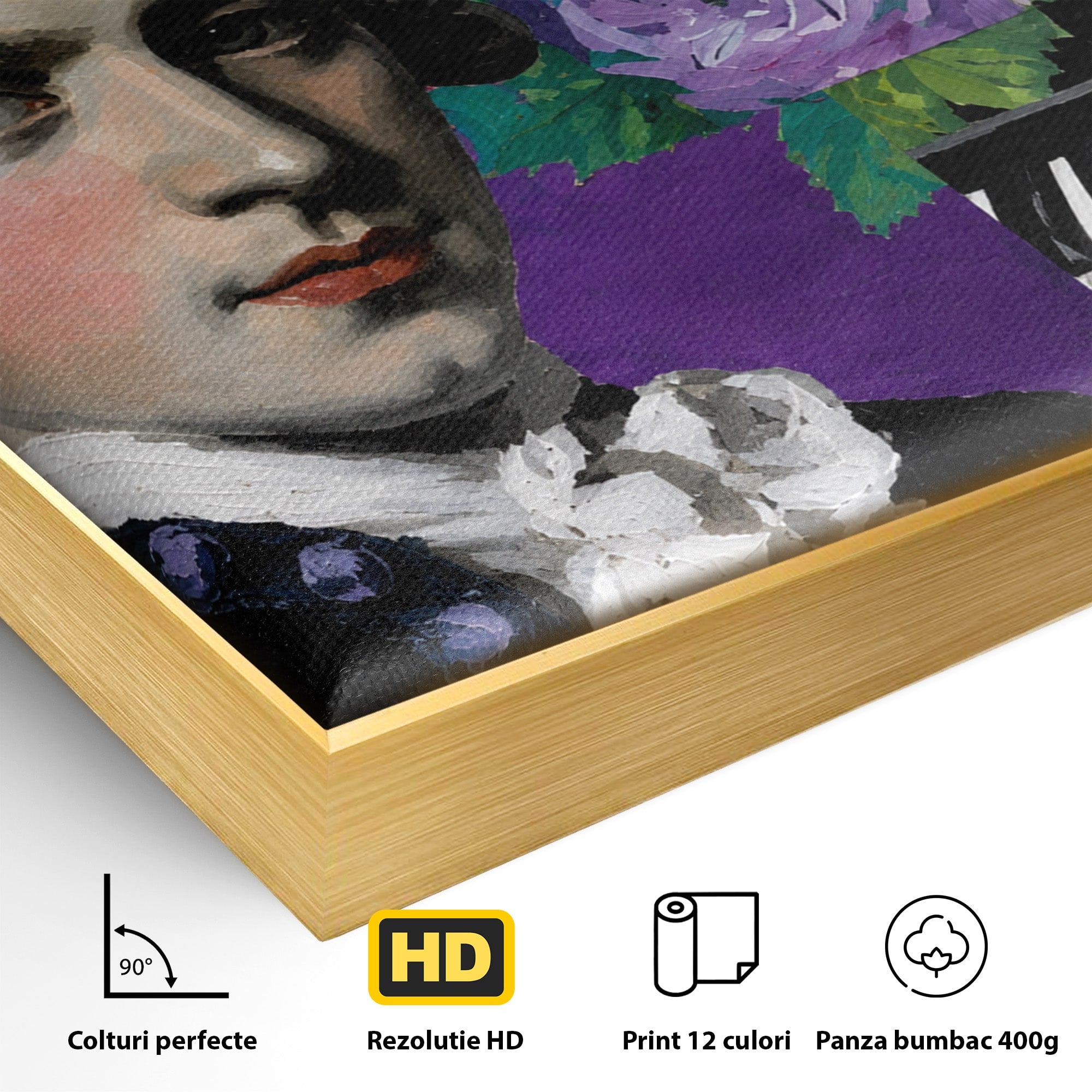 Tablou Canvas Premium LuxCanva® R1051, Portretul Lui Mozart, Portret, Muzician, Clasic, Living, Birou, Culori Vibrante