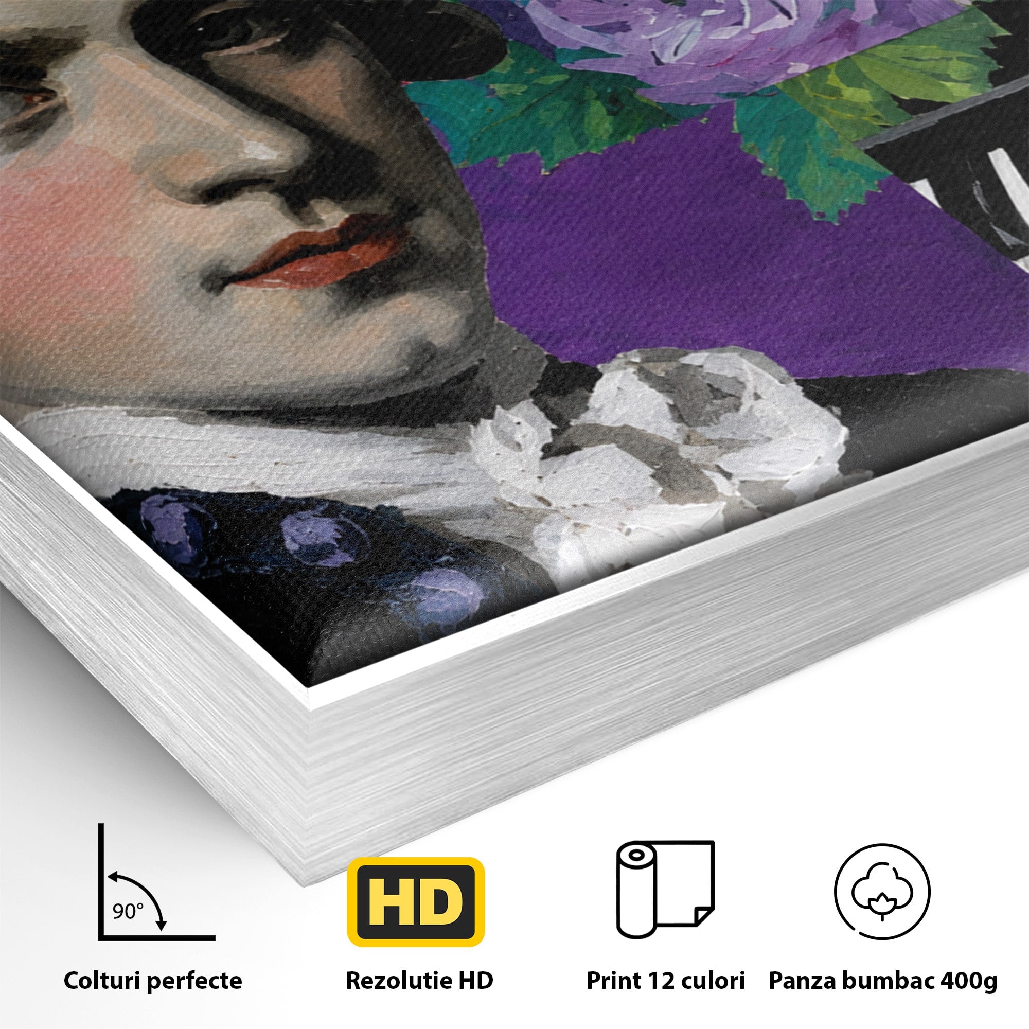 Tablou Canvas Premium LuxCanva® R1051, Portretul Lui Mozart, Portret, Muzician, Clasic, Living, Birou, Culori Vibrante
