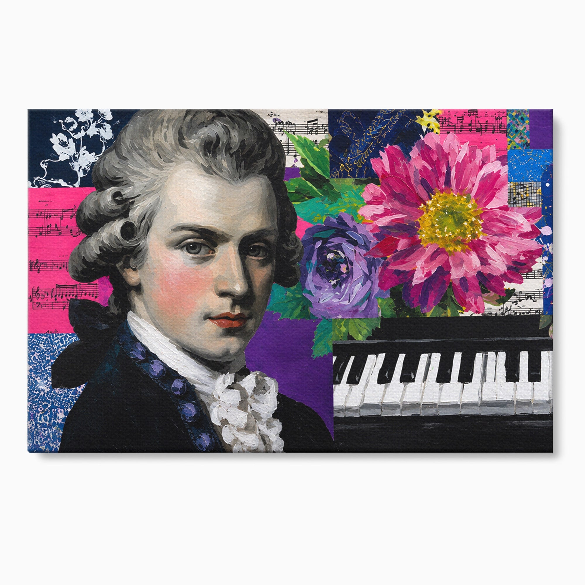 Tablou Canvas Premium LuxCanva® R1051, Portretul Lui Mozart, Portret, Muzician, Clasic, Living, Birou, Culori Vibrante