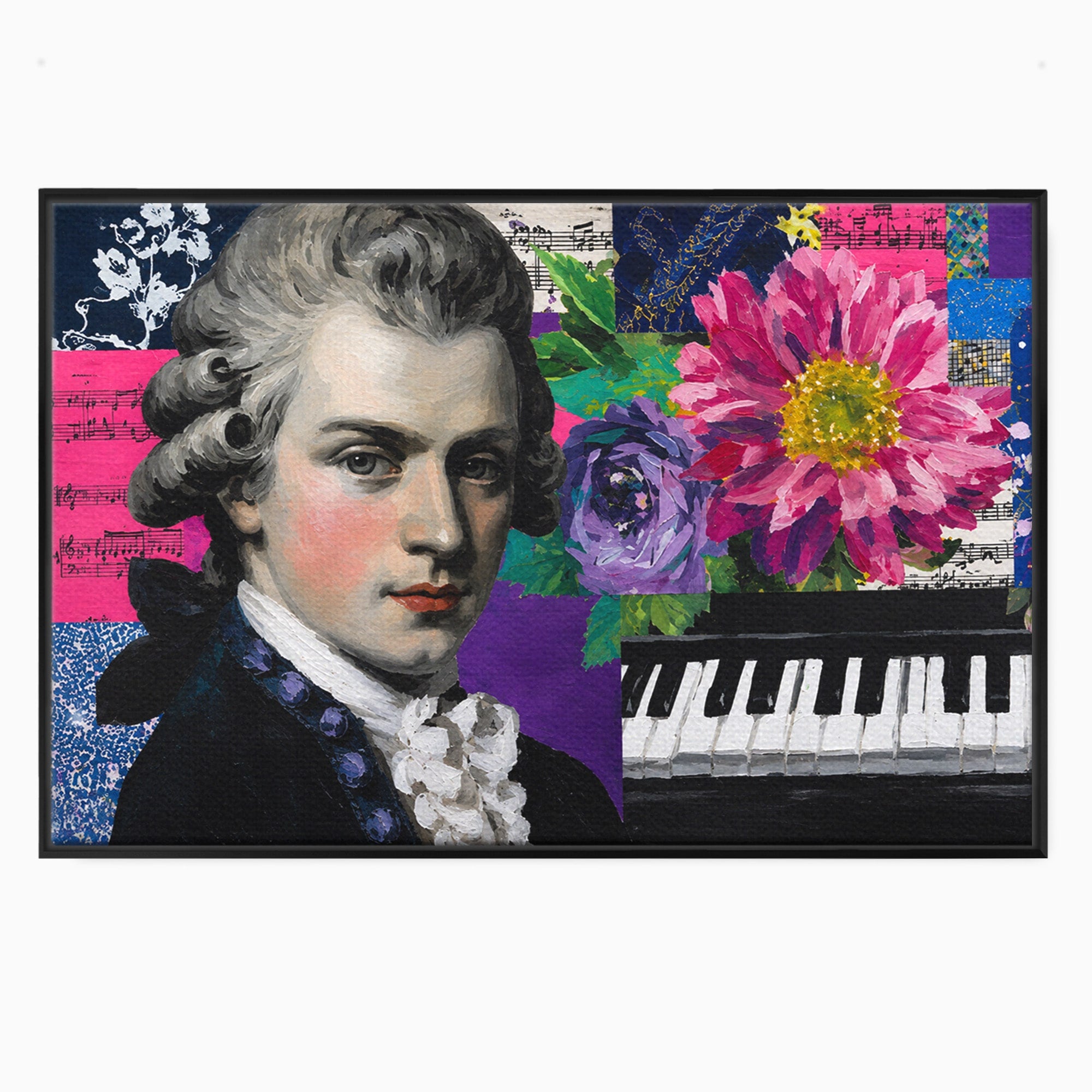 Tablou Canvas Premium LuxCanva® R1051, Portretul Lui Mozart, Portret, Muzician, Clasic, Living, Birou, Culori Vibrante