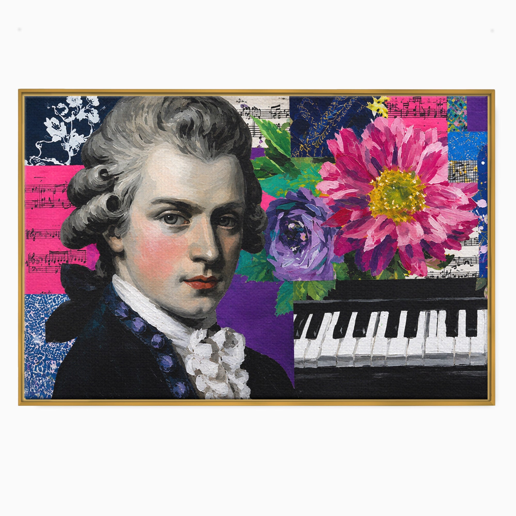 Tablou Canvas Premium LuxCanva® R1051, Portretul Lui Mozart, Portret, Muzician, Clasic, Living, Birou, Culori Vibrante