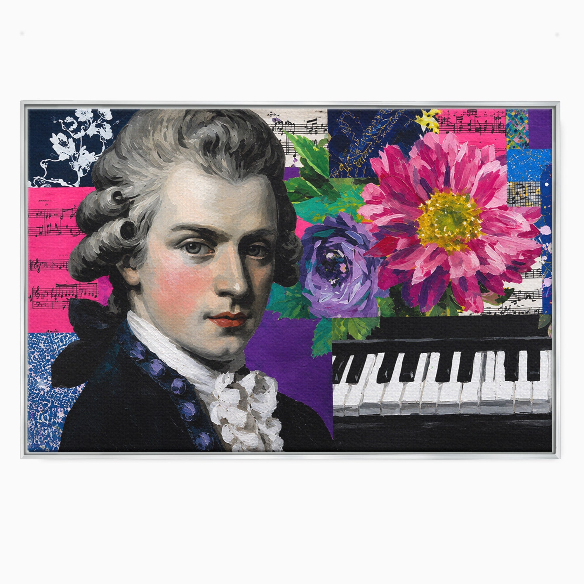 Tablou Canvas Premium LuxCanva® R1051, Portretul Lui Mozart, Portret, Muzician, Clasic, Living, Birou, Culori Vibrante