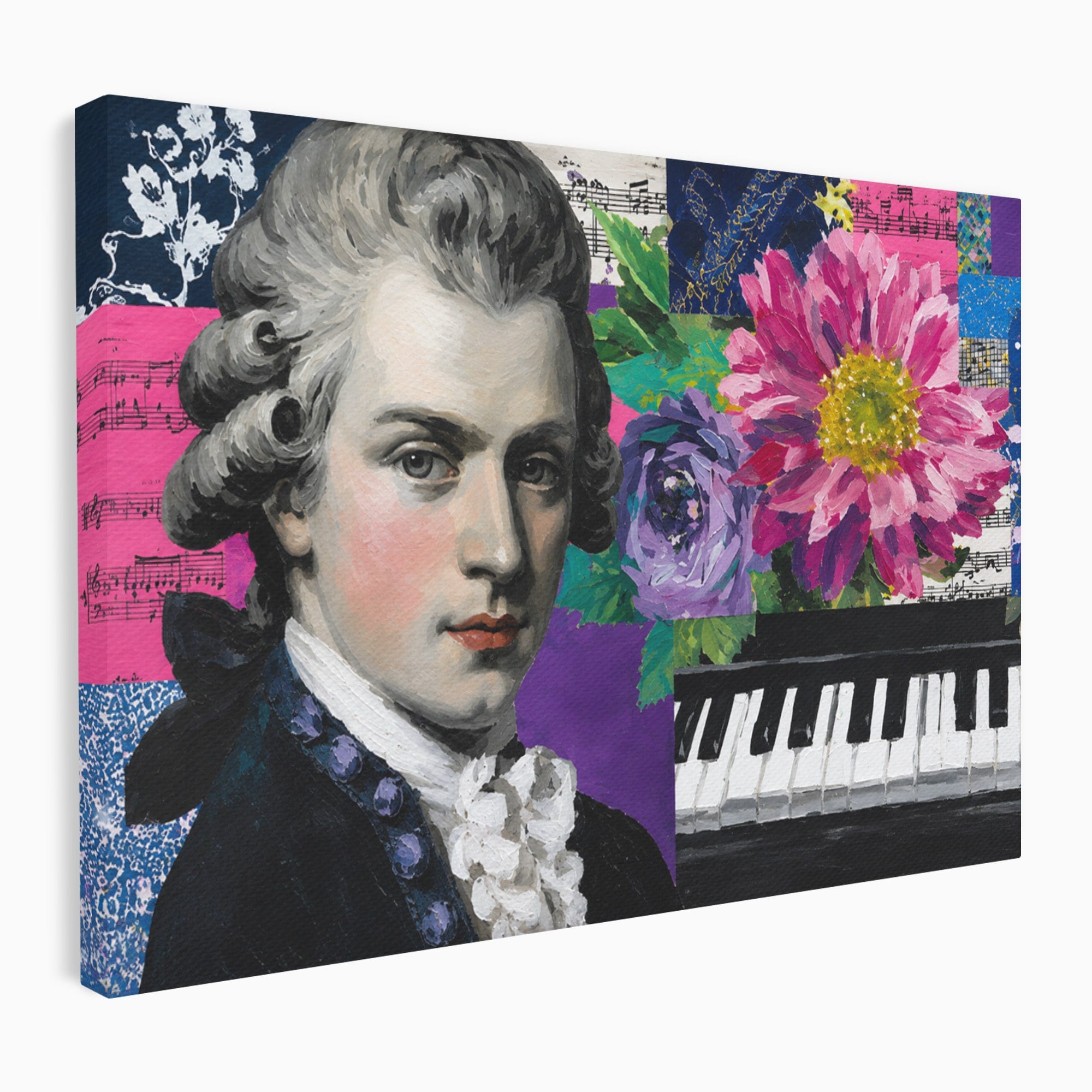 Tablou Canvas Premium LuxCanva® R1051, Portretul Lui Mozart, Portret, Muzician, Clasic, Living, Birou, Culori Vibrante
