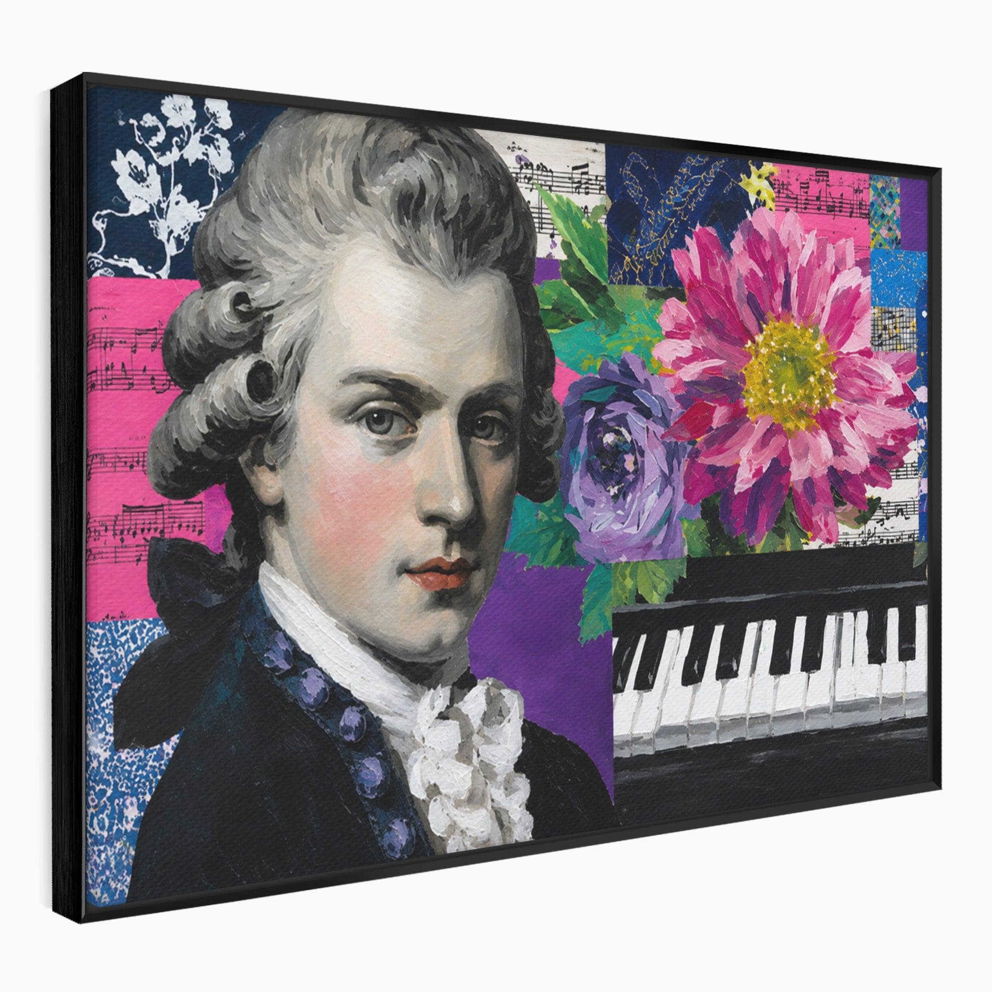 Tablou Canvas Premium LuxCanva® R1051, Portretul Lui Mozart, Portret, Muzician, Clasic, Living, Birou, Culori Vibrante