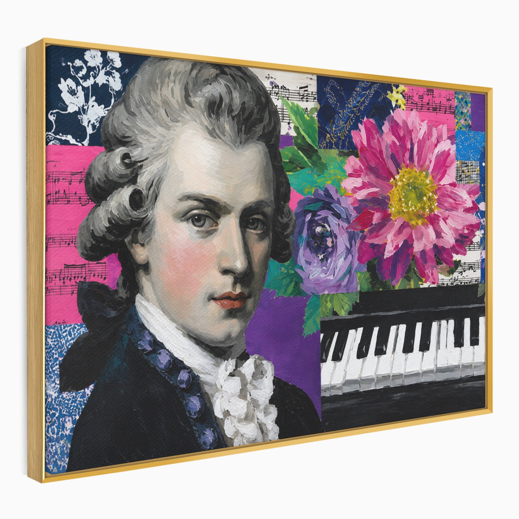 Tablou Canvas Premium LuxCanva® R1051, Portretul Lui Mozart, Portret, Muzician, Clasic, Living, Birou, Culori Vibrante