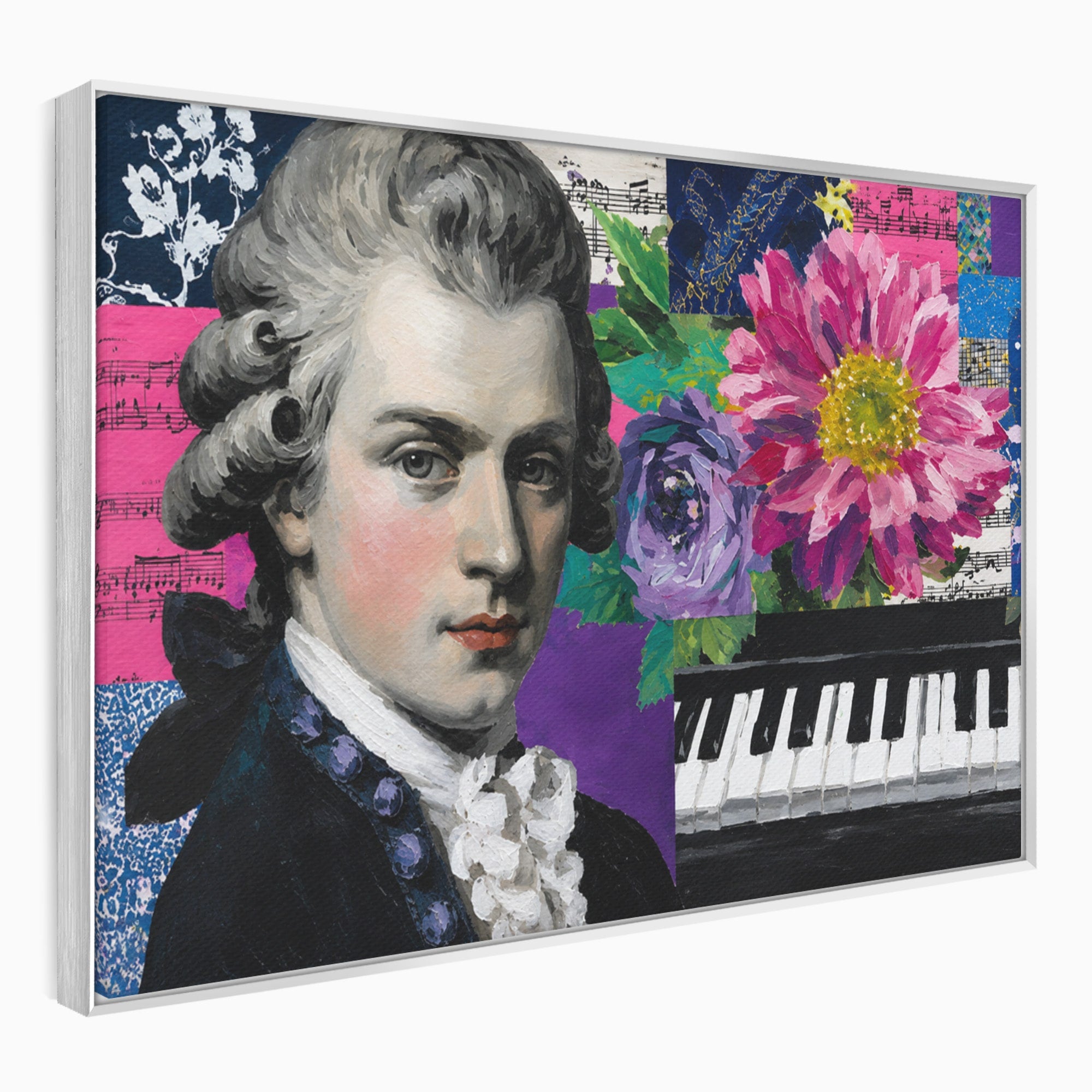 Tablou Canvas Premium LuxCanva® R1051, Portretul Lui Mozart, Portret, Muzician, Clasic, Living, Birou, Culori Vibrante
