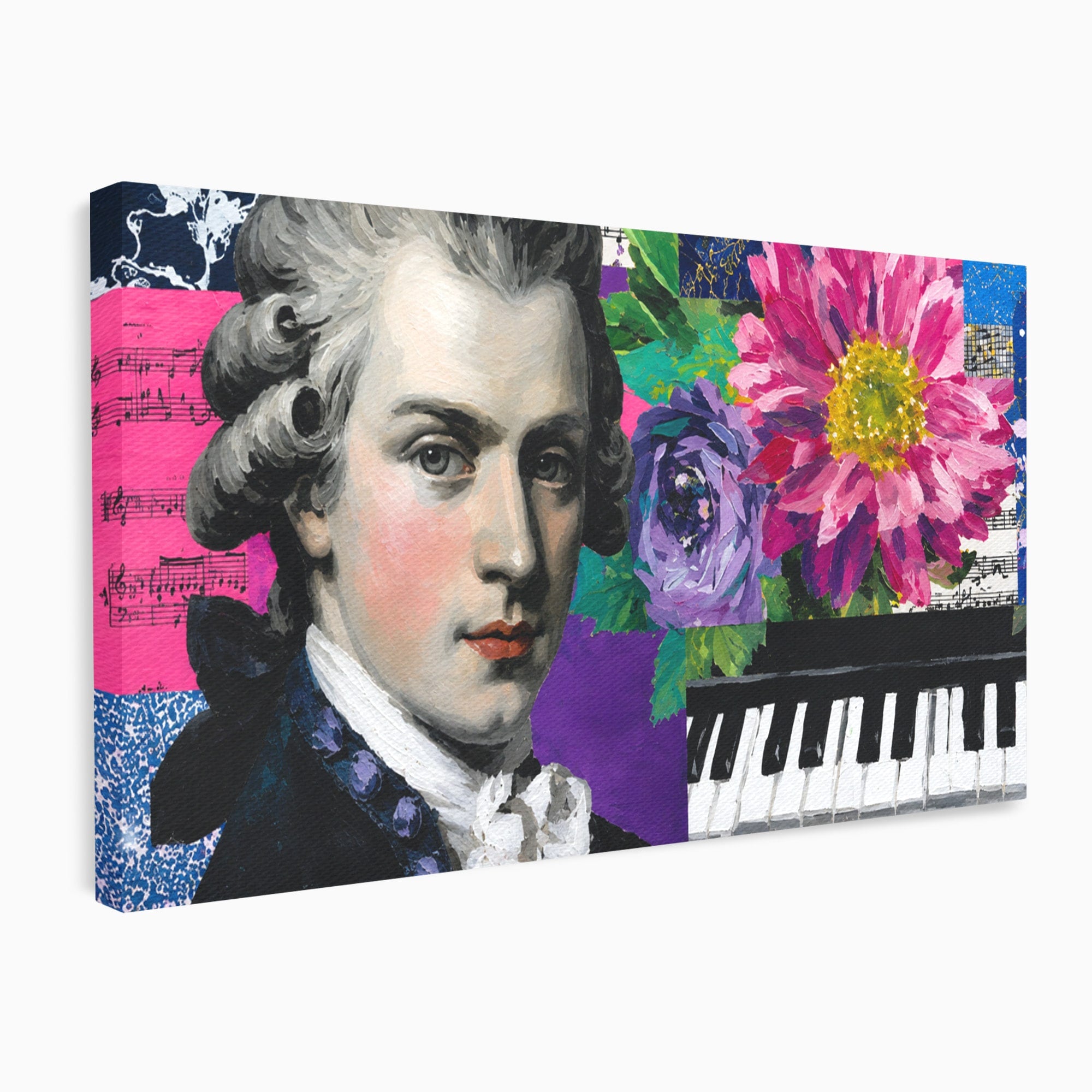 Tablou Canvas Premium LuxCanva® R1051, Portretul Lui Mozart, Portret, Muzician, Clasic, Living, Birou, Culori Vibrante