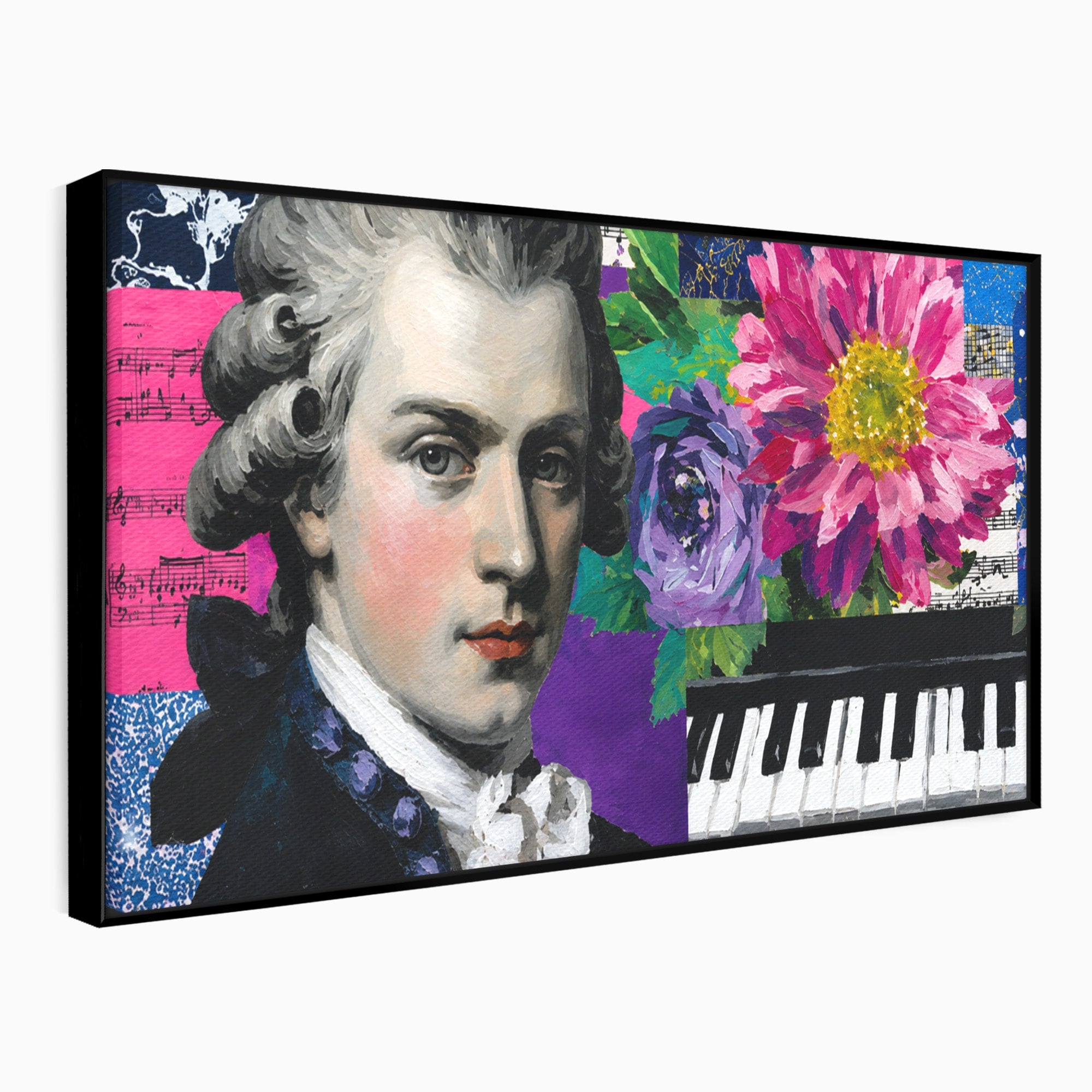 Tablou Canvas Premium LuxCanva® R1051, Portretul Lui Mozart, Portret, Muzician, Clasic, Living, Birou, Culori Vibrante