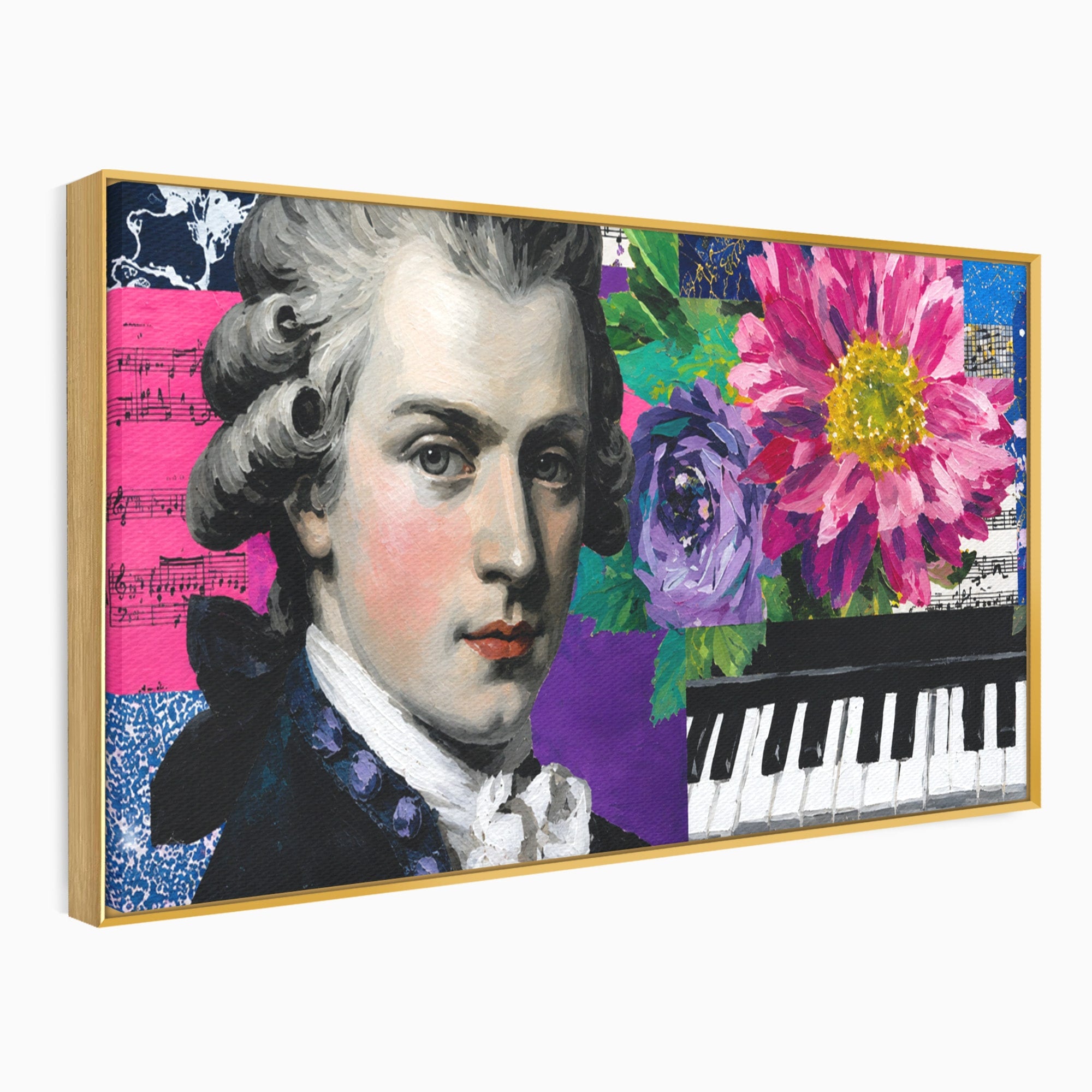 Tablou Canvas Premium LuxCanva® R1051, Portretul Lui Mozart, Portret, Muzician, Clasic, Living, Birou, Culori Vibrante