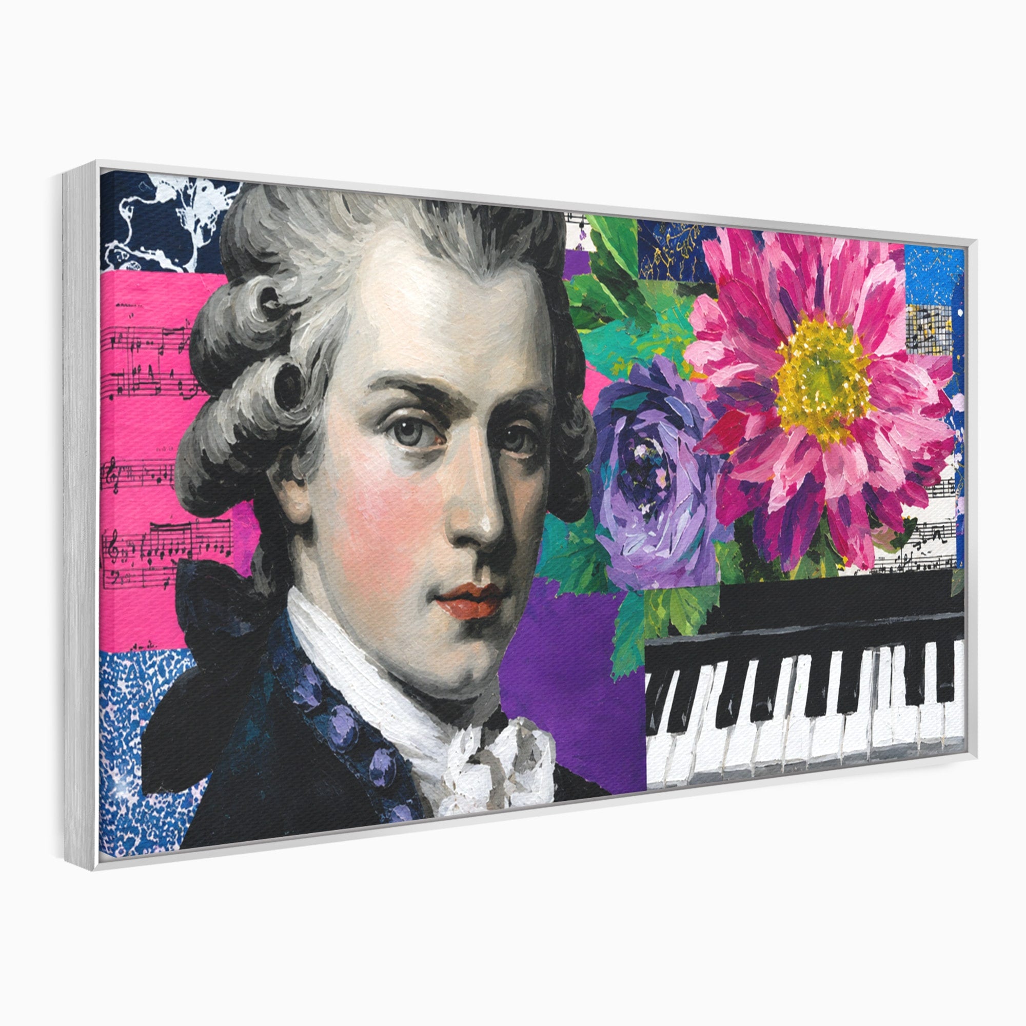 Tablou Canvas Premium LuxCanva® R1051, Portretul Lui Mozart, Portret, Muzician, Clasic, Living, Birou, Culori Vibrante