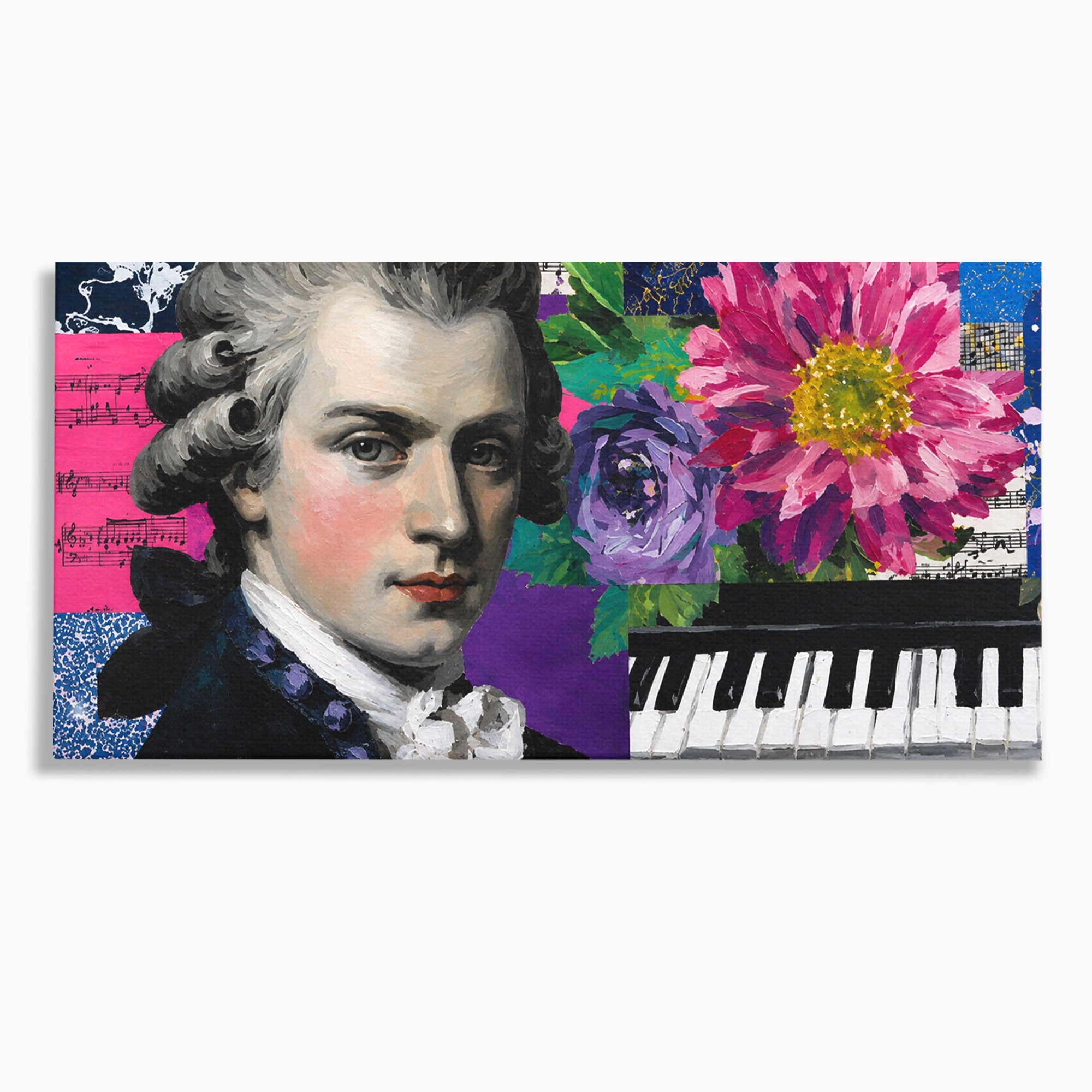 Tablou Canvas Premium LuxCanva® R1051, Portretul Lui Mozart, Portret, Muzician, Clasic, Living, Birou, Culori Vibrante